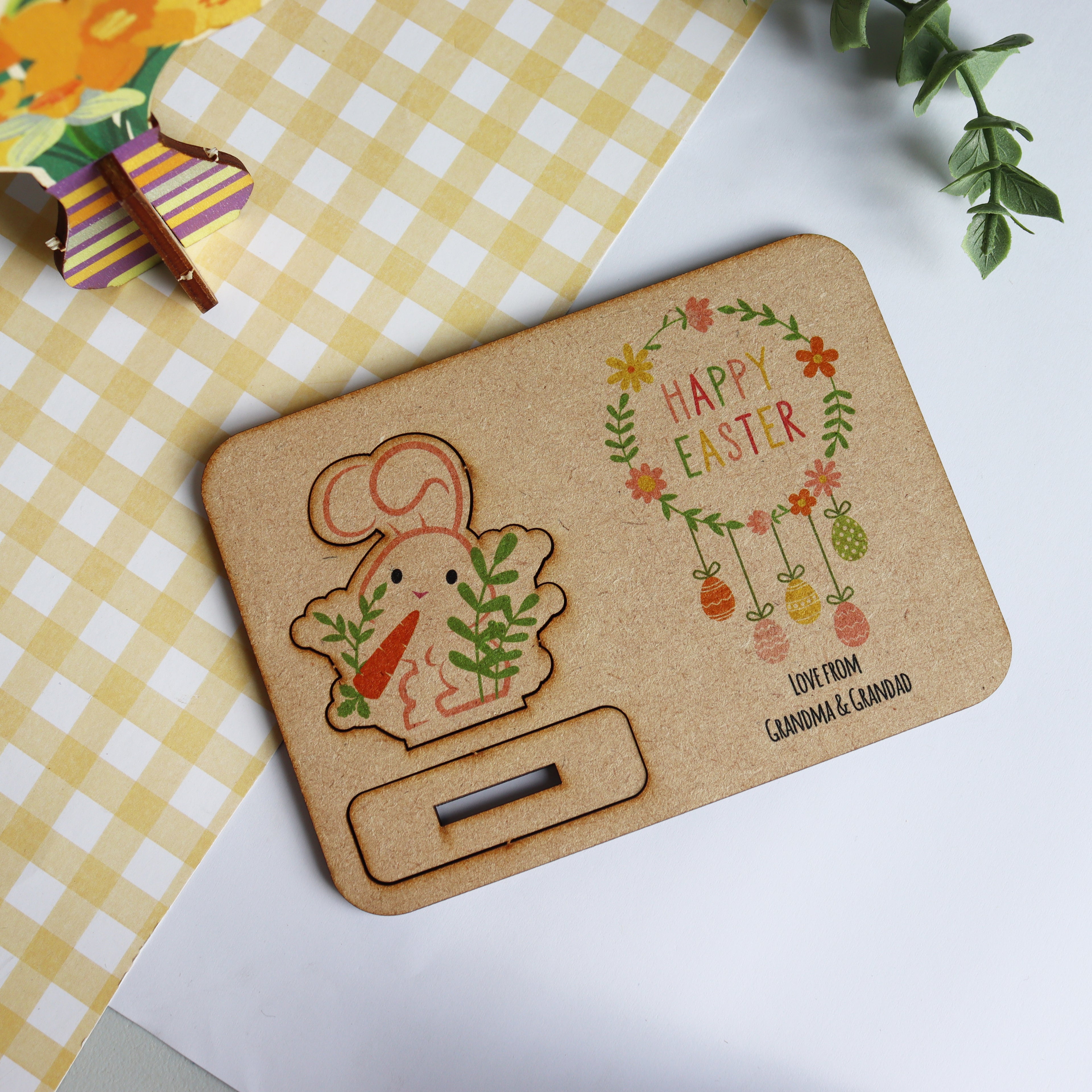 Pop Out Wooden Easter Bunny Card