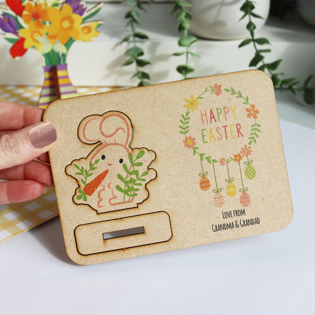 Pop Out Wooden Easter Bunny Card