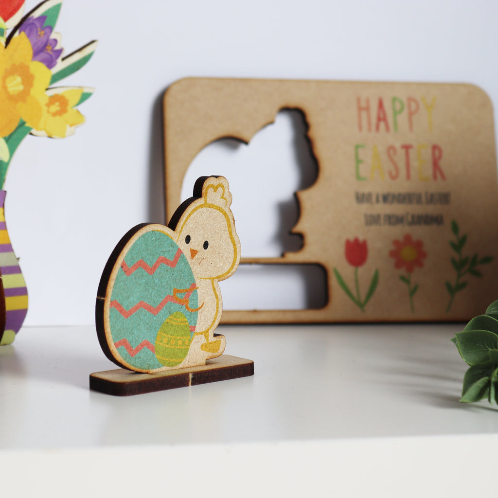 Pop Out Wooden Easter Chick Card