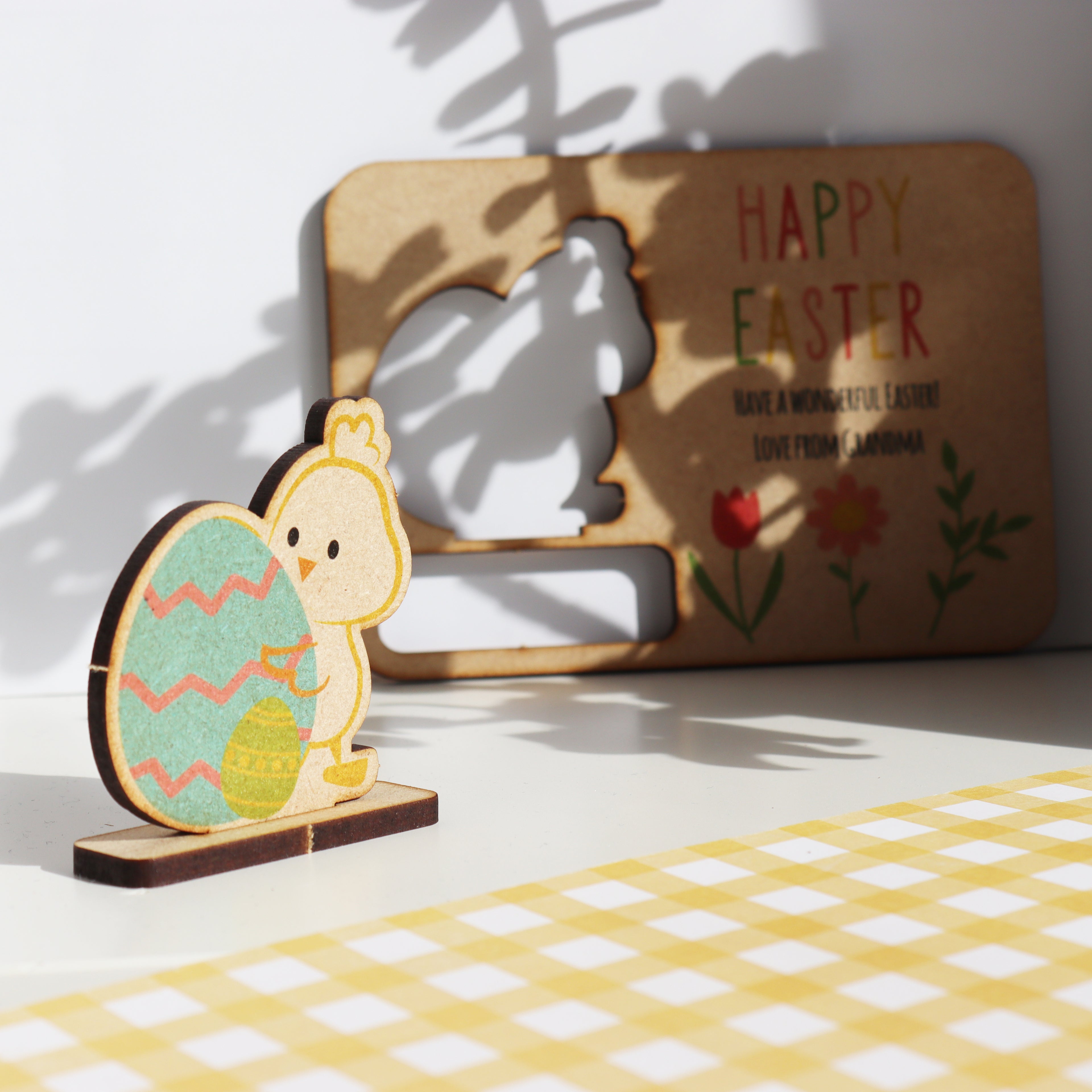 Pop Out Wooden Easter Chick Card