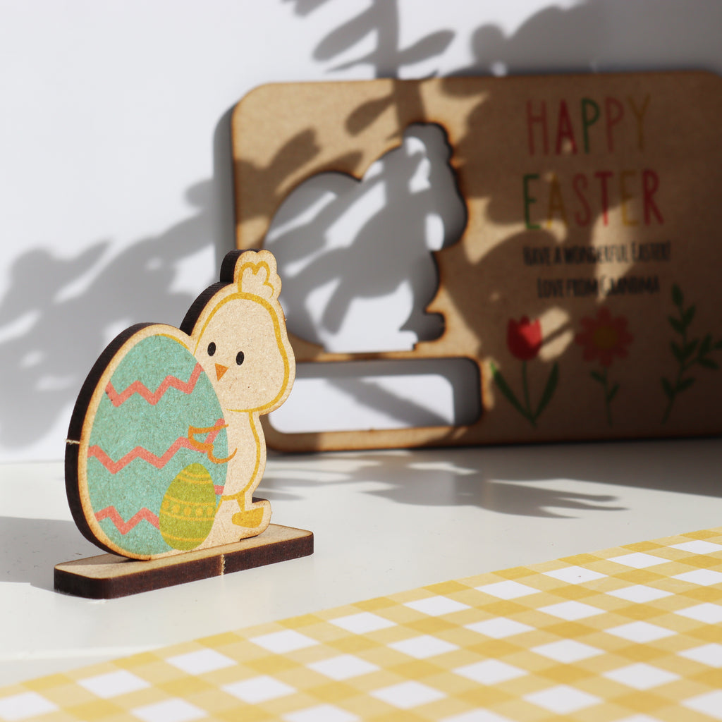 Pop Out Wooden Easter Chick Card