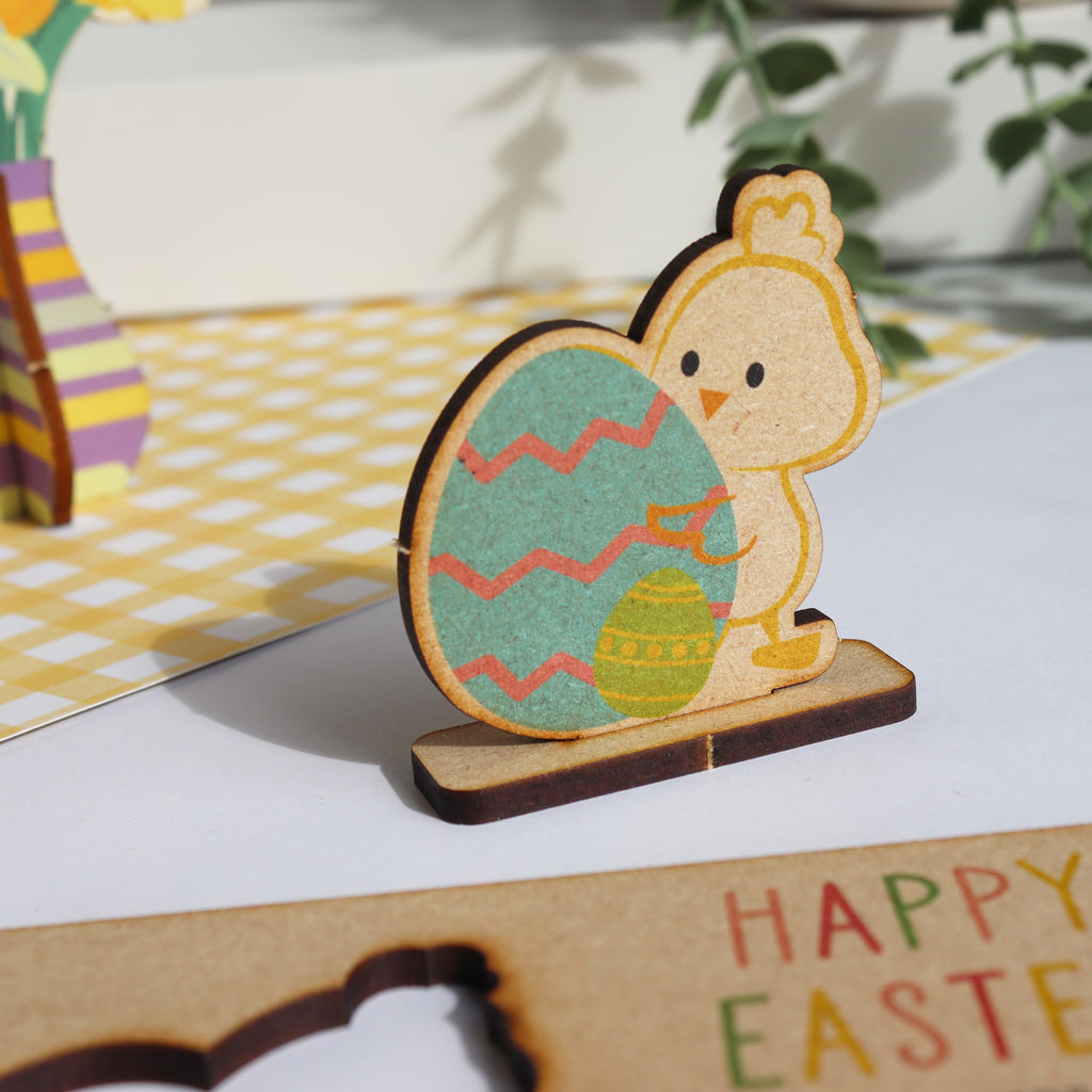 Pop Out Wooden Easter Chick Card