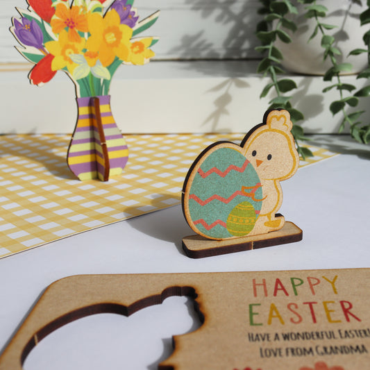 Pop Out Wooden Easter Chick Card