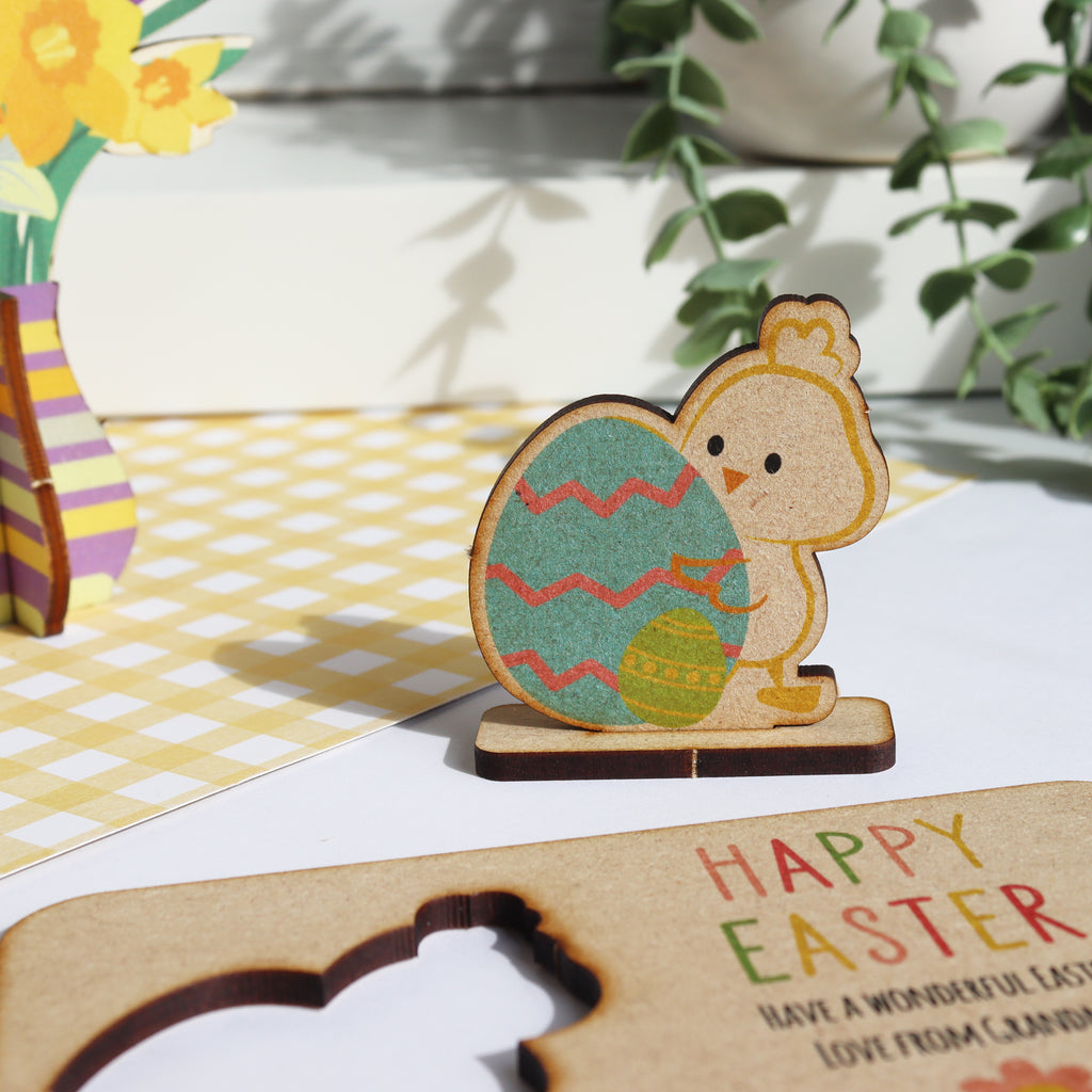 Pop Out Wooden Easter Chick Card