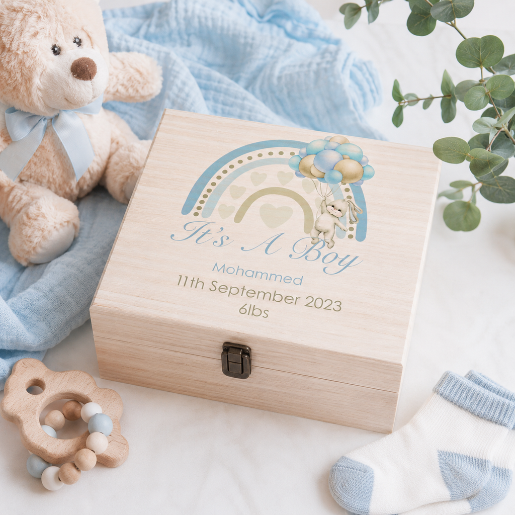 Personalised New Baby Boy Gift Box
