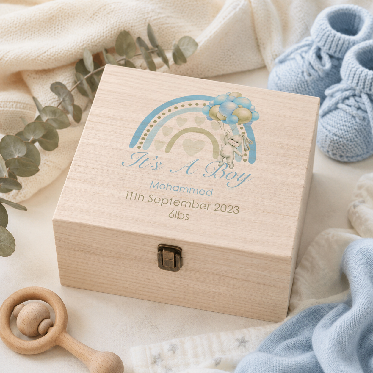 Personalised New Baby Boy Gift Box