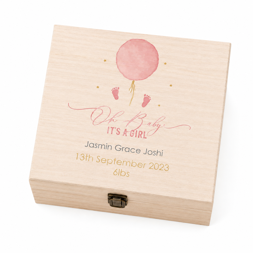 Personalised White Luxury Baby Girl Gift Box – Keepsake Present