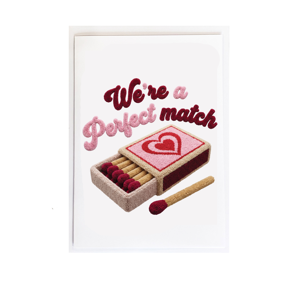 We Are The Perfect Match Faux Crochet Valentine's Card