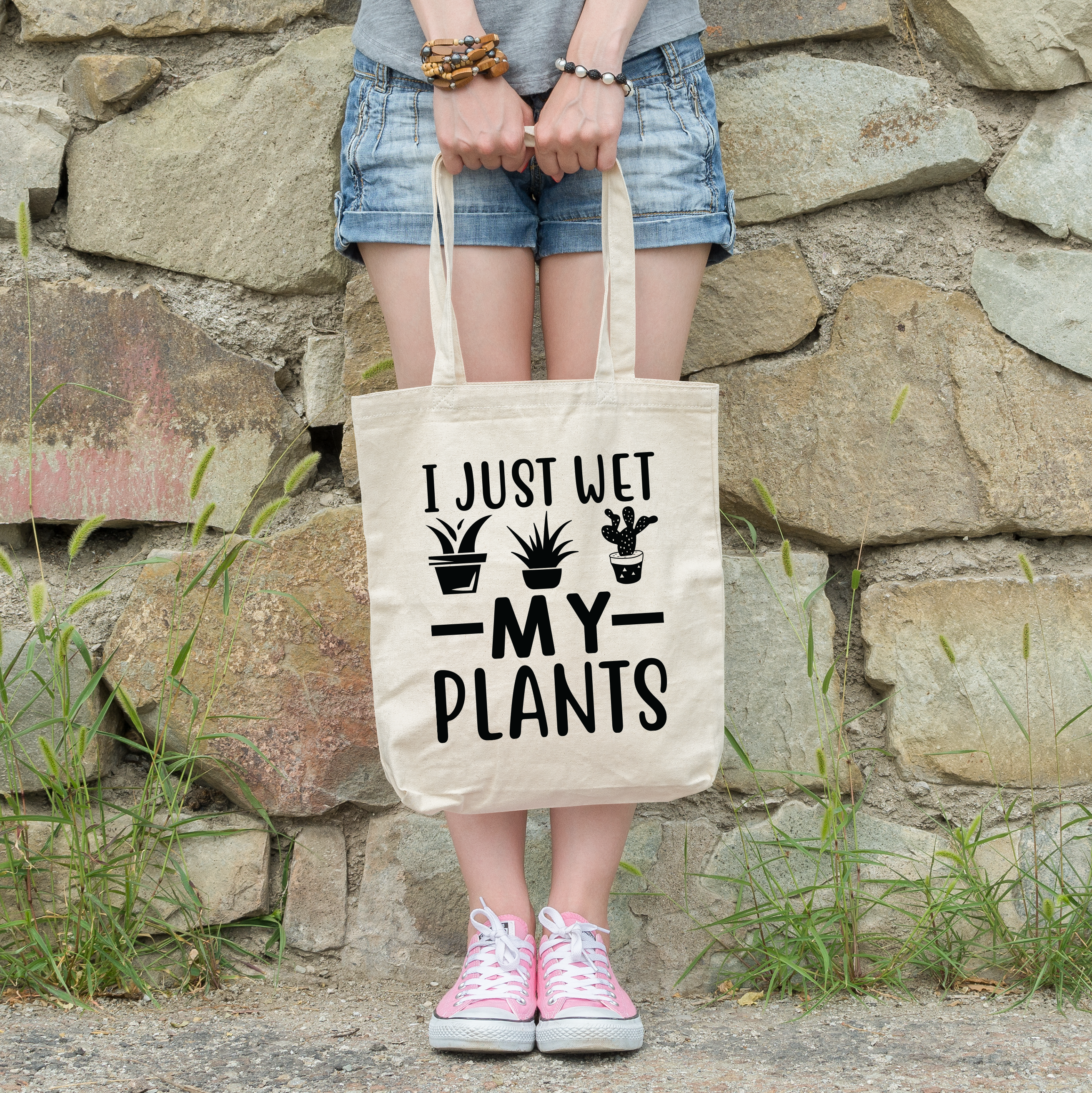 Funny Tote 'I just wet my plants'