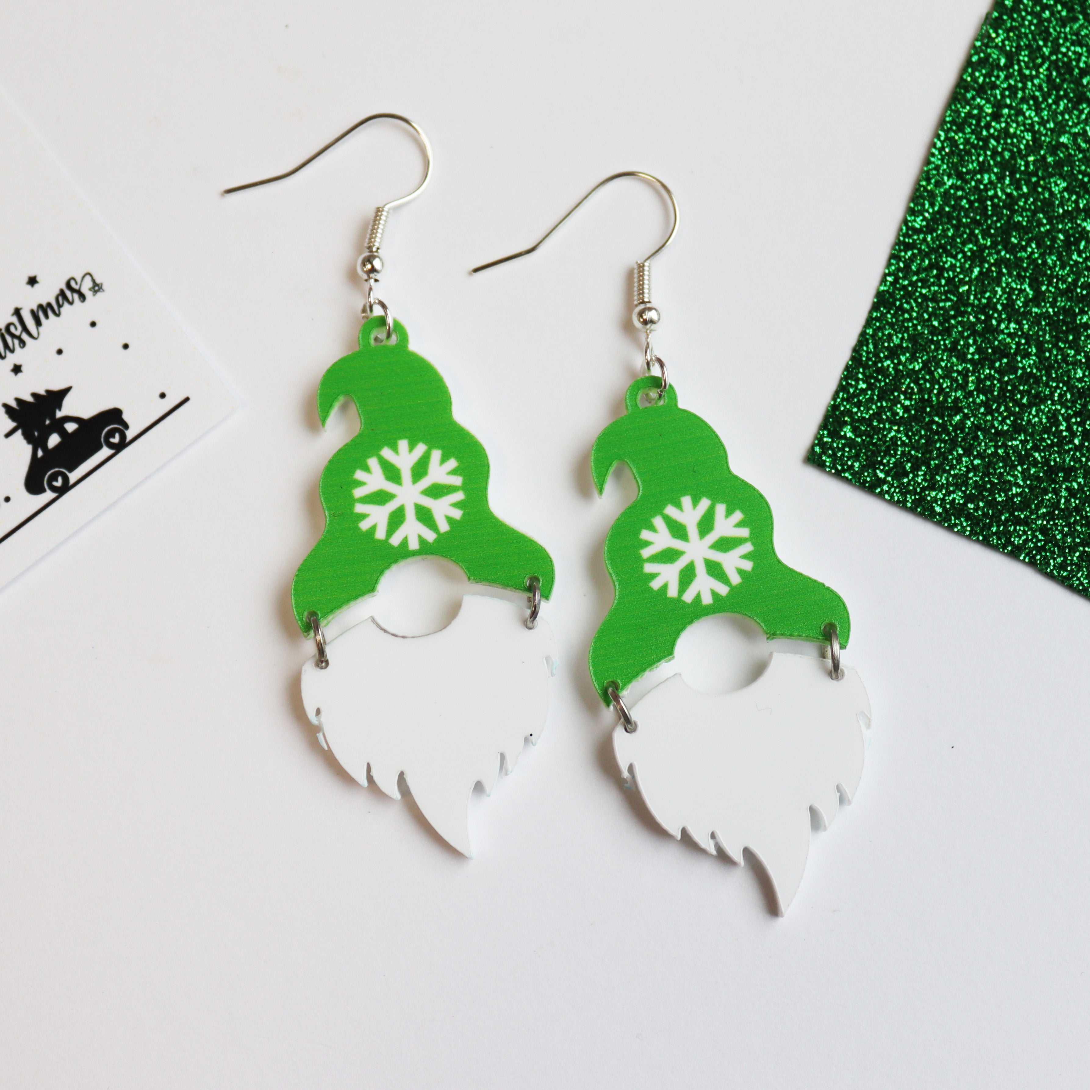 Christmas Snowflake Gnome Gonk Earrings