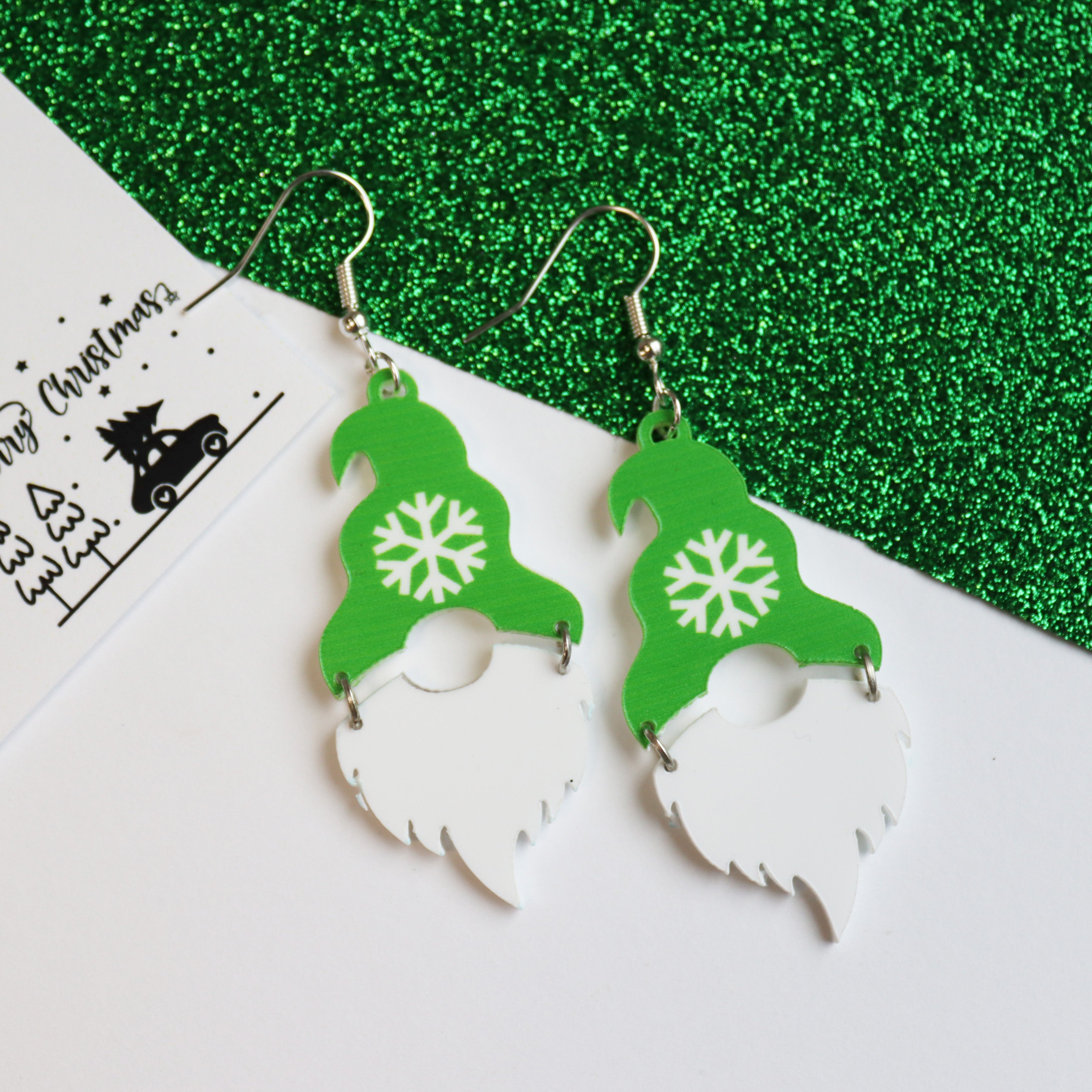 Christmas Snowflake Gnome Gonk Earrings