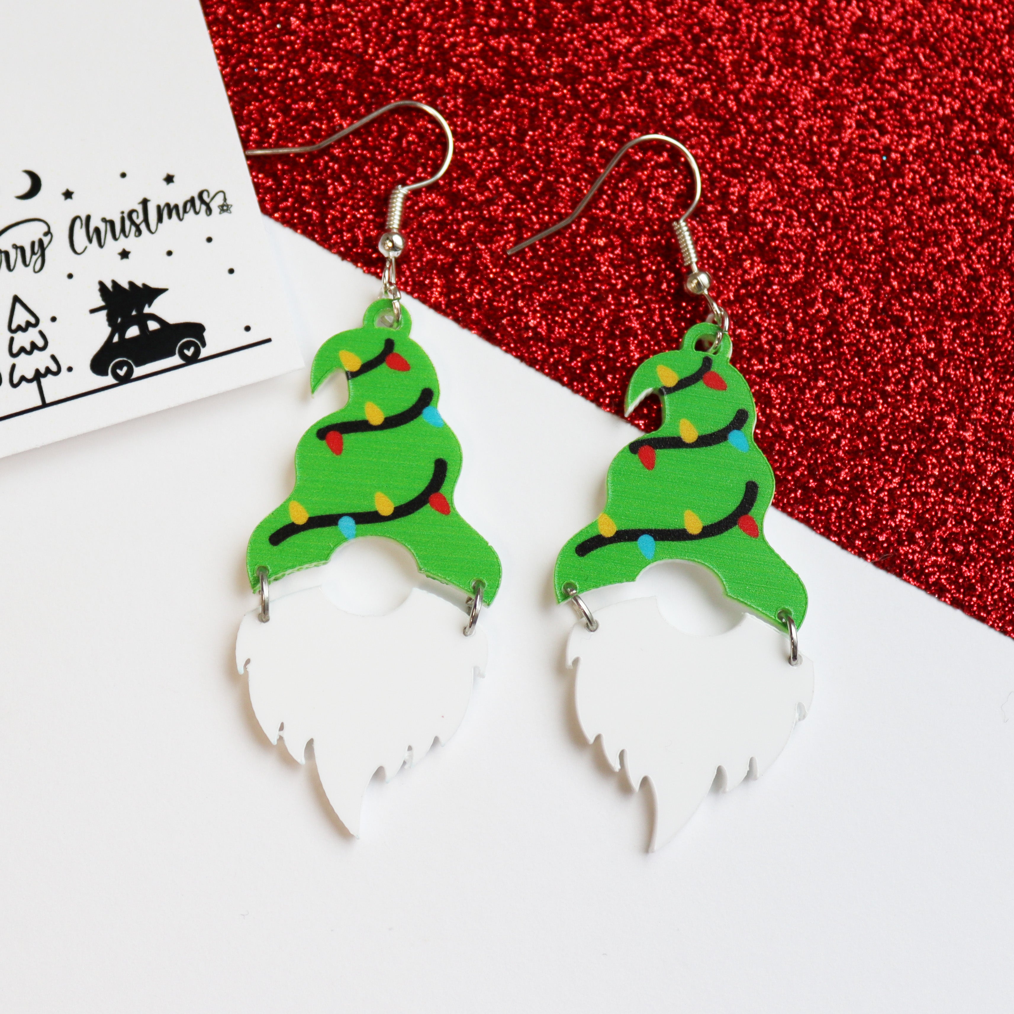 Christmas Tree Hat Gnome Gonk Earrings