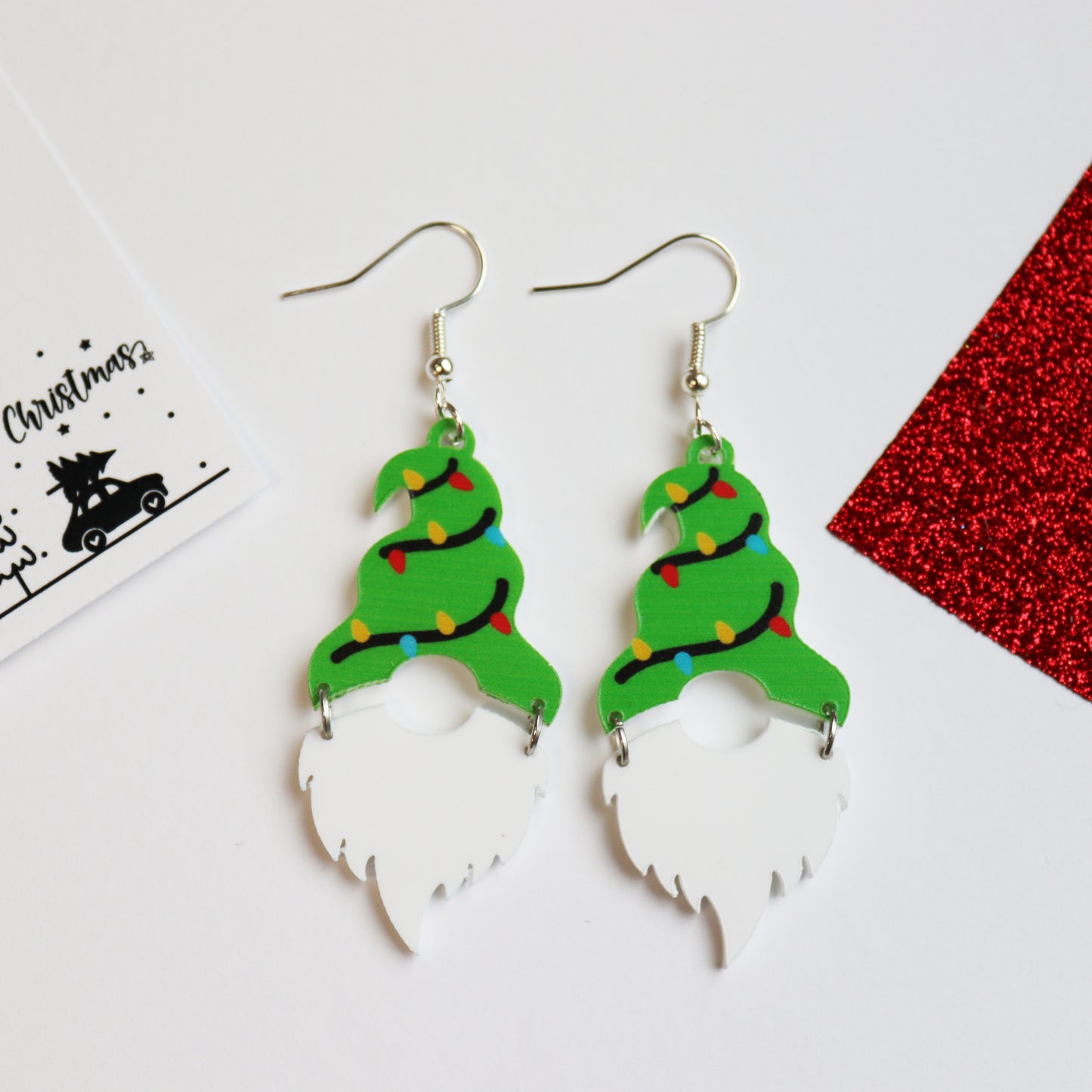 Christmas Tree Hat Gnome Gonk Earrings