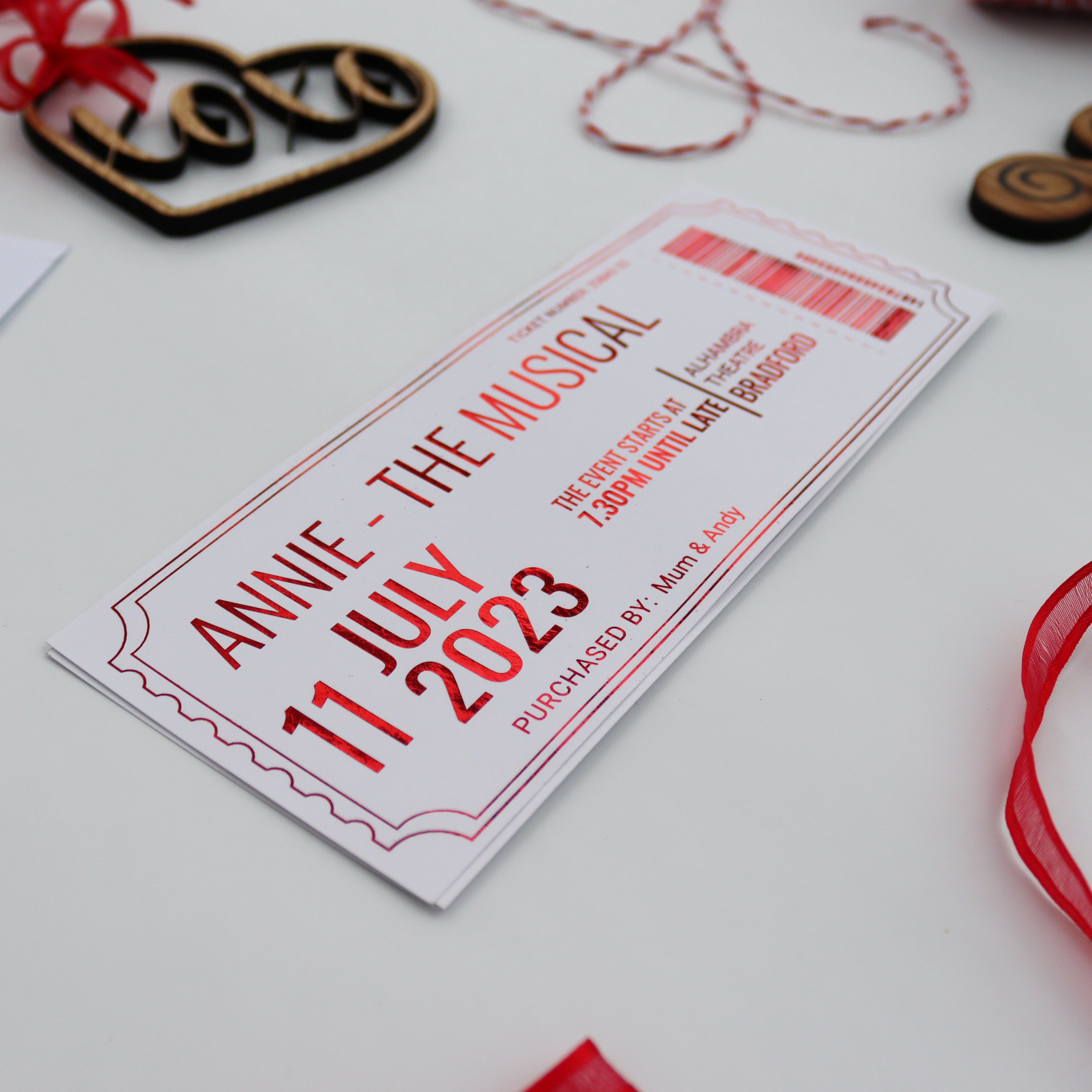 Personalised Valentine's Date Night Gold Foil Gift Ticket
