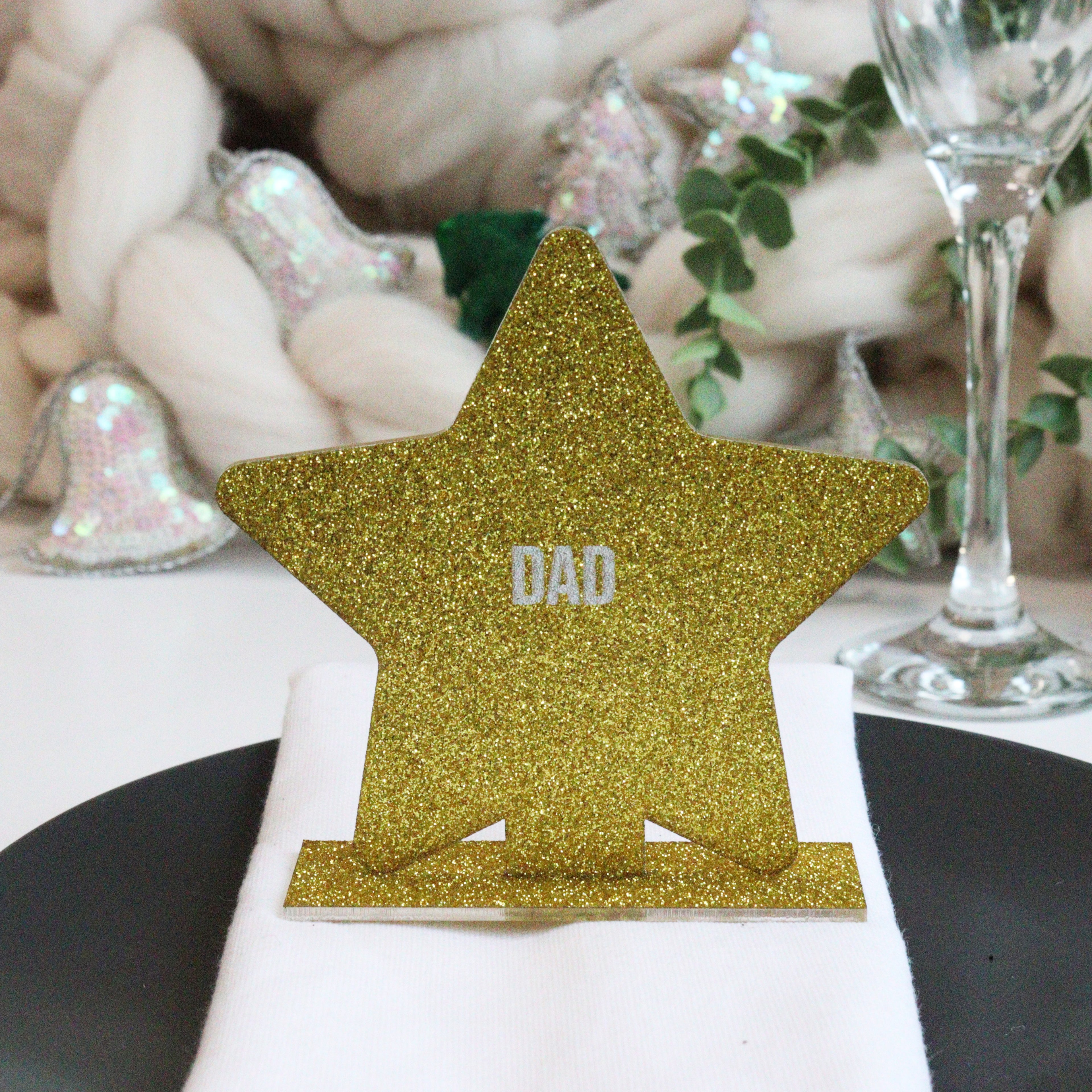 Personalised Gold Glitter Star Christmas Place Setting