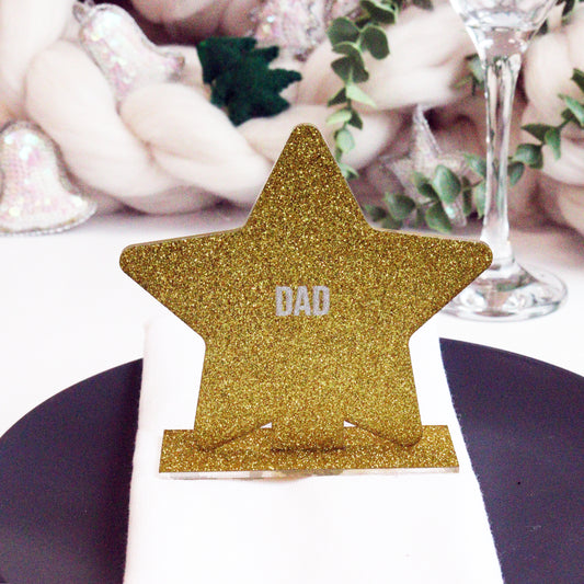 Personalised Gold Glitter Star Christmas Place Setting