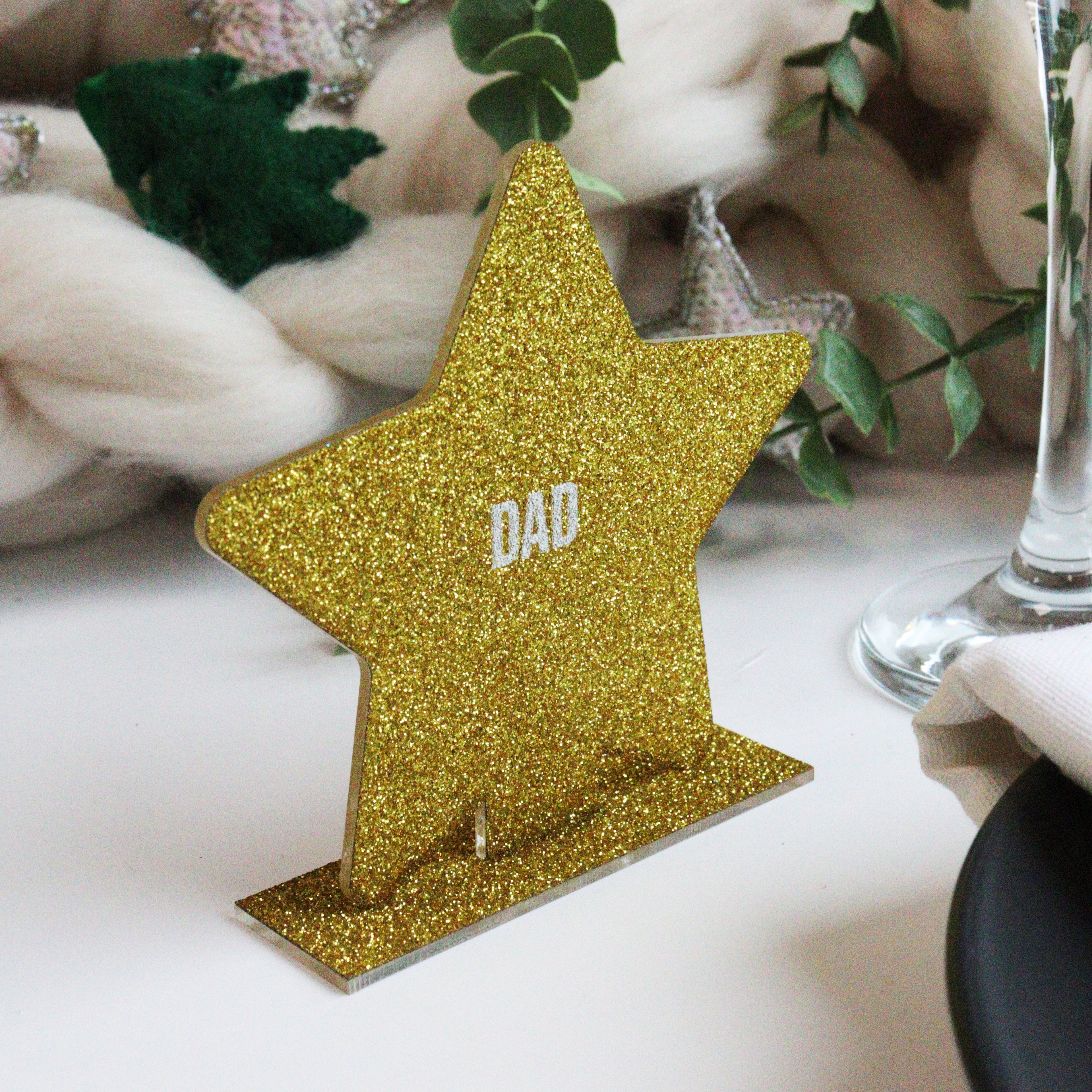 Personalised Gold Glitter Star Christmas Place Setting