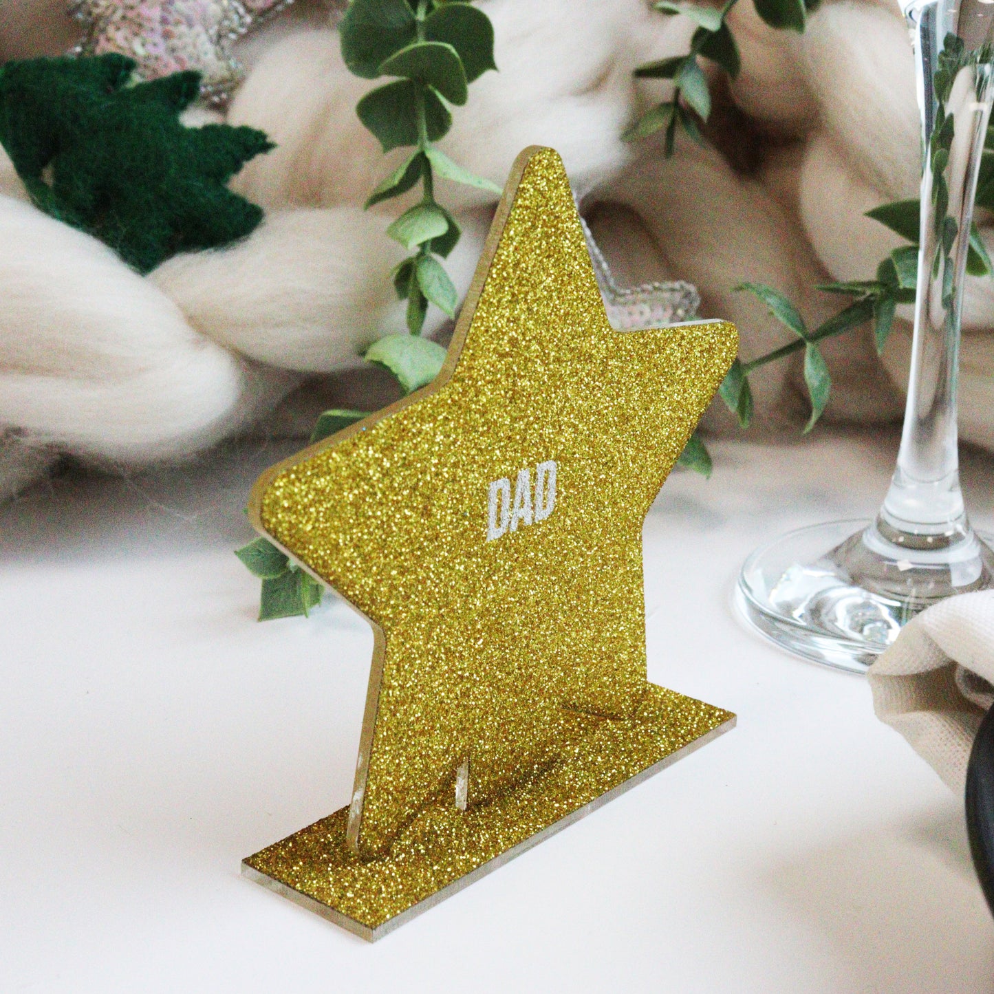 Personalised Gold Glitter Star Christmas Place Setting