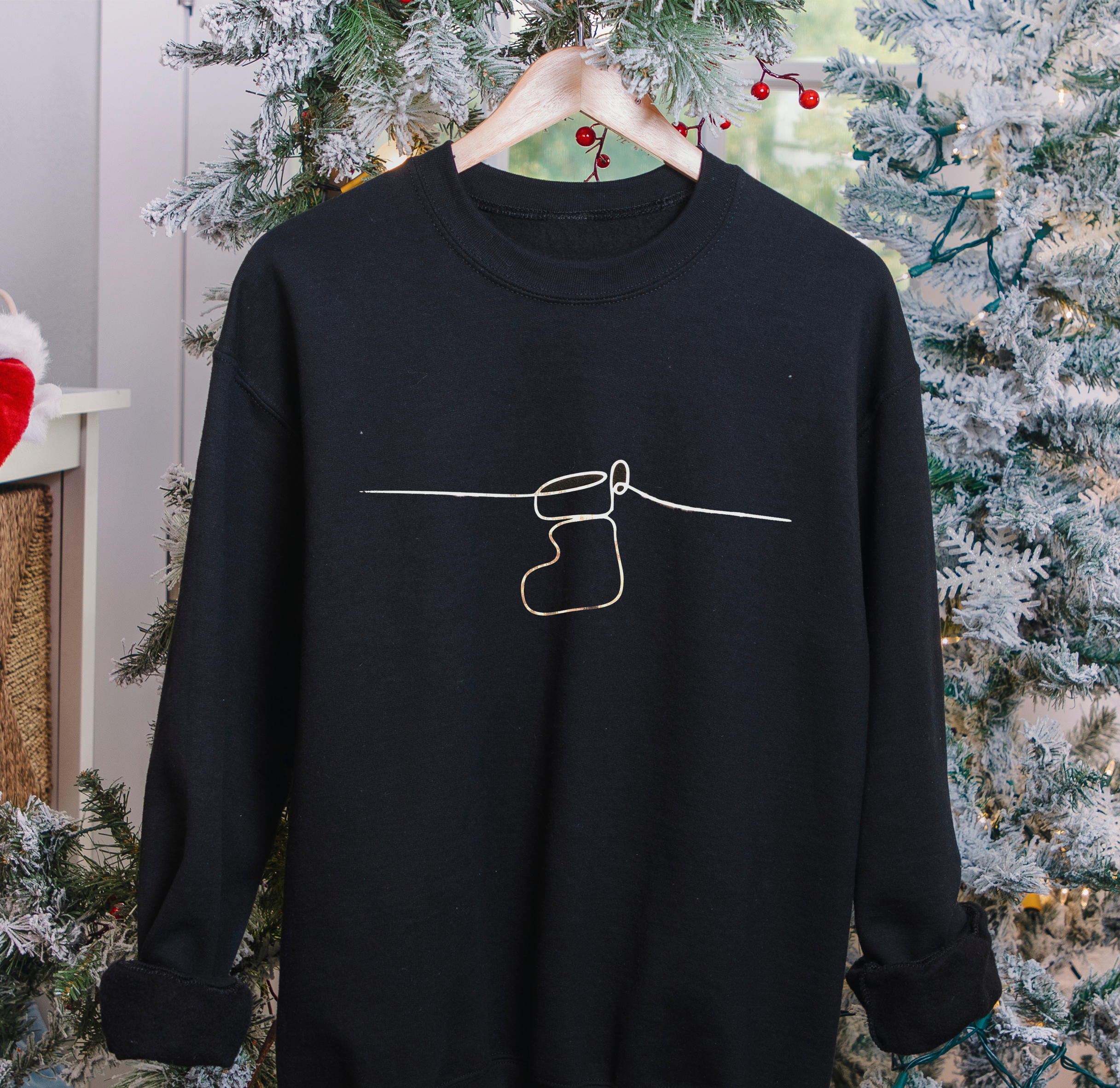 Christmas Jumper Hand drawn Silver Stocking