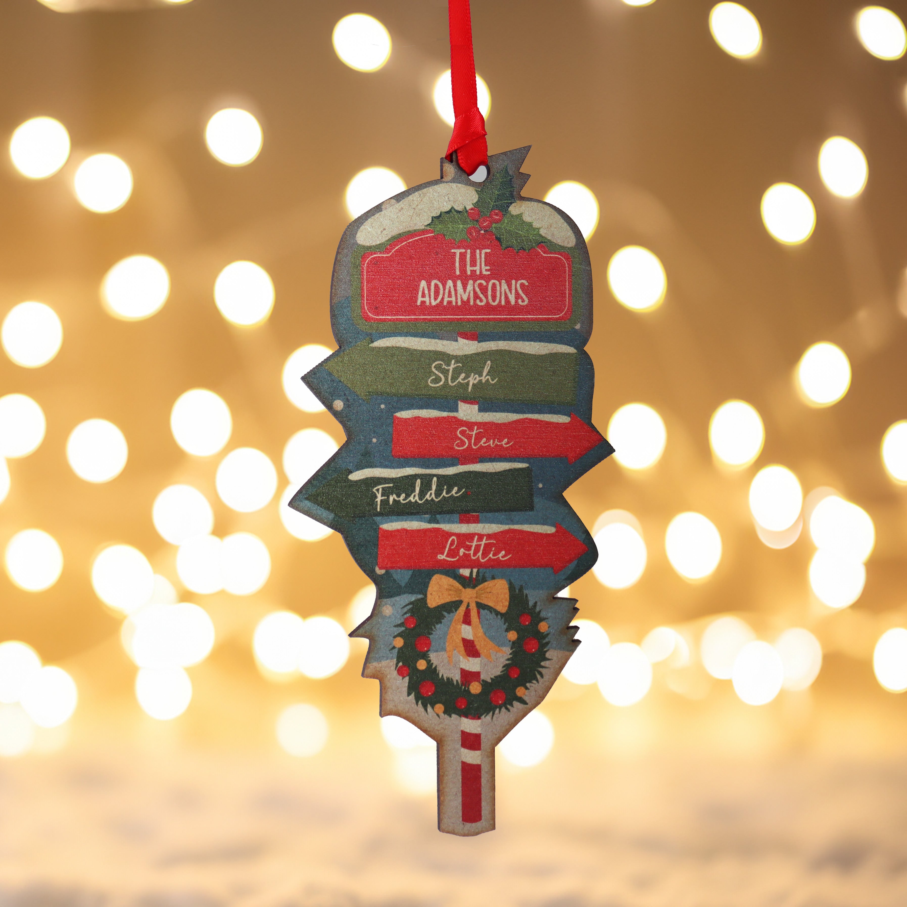 Personalised Family Sign Christmas Decoration And Card