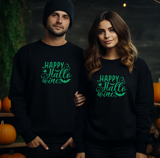Happy Hallo..Wine Halloween Glow In The Dark Sweatshirt