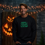 Happy Hallo..Wine Halloween Glow In The Dark Sweatshirt