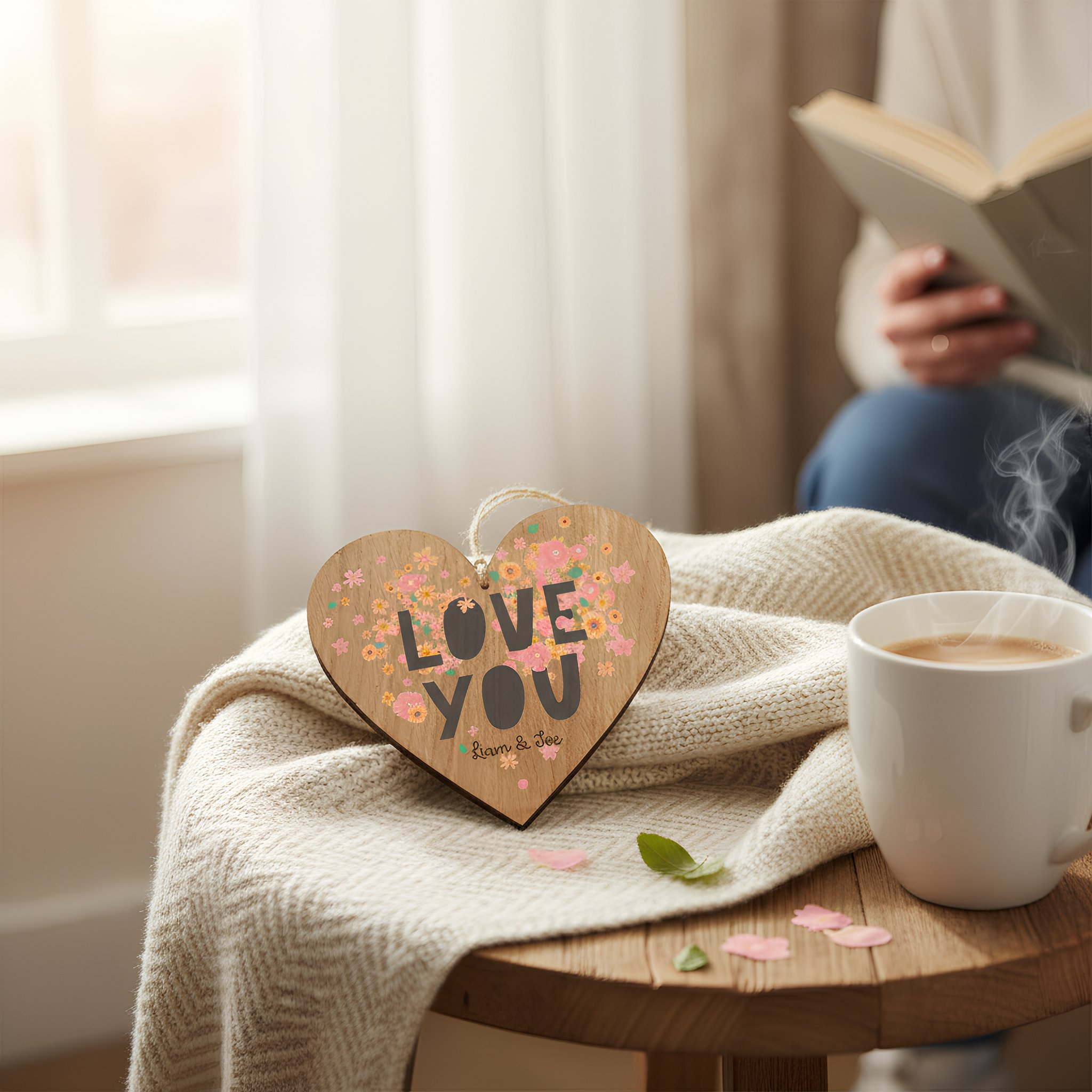 Personalised Love You Wooden Hanging Heart