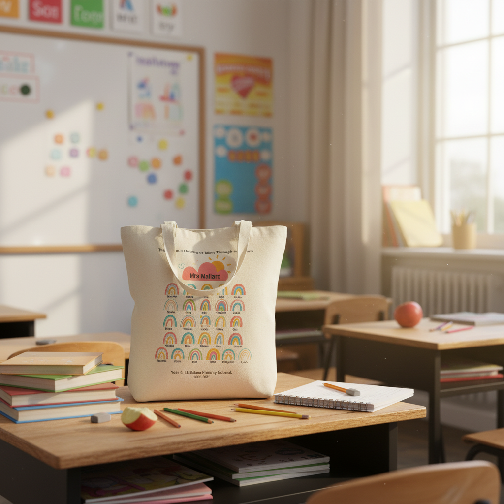 Personalised Teacher Class Tote Bag Rainbow