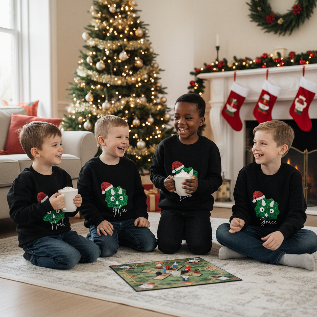Personalised Children's Dinosaur Christmas Jumper