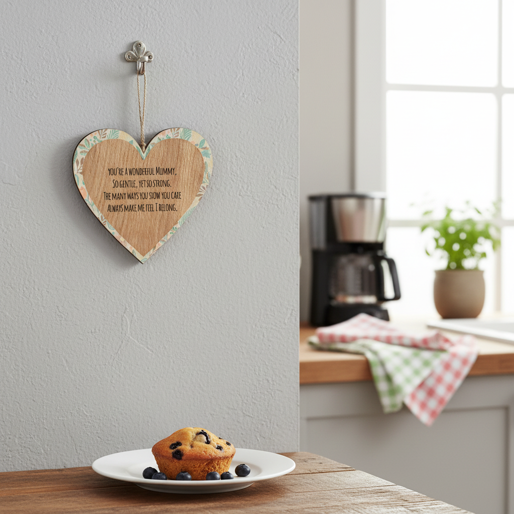 Hanging Wooden Heart For Mum