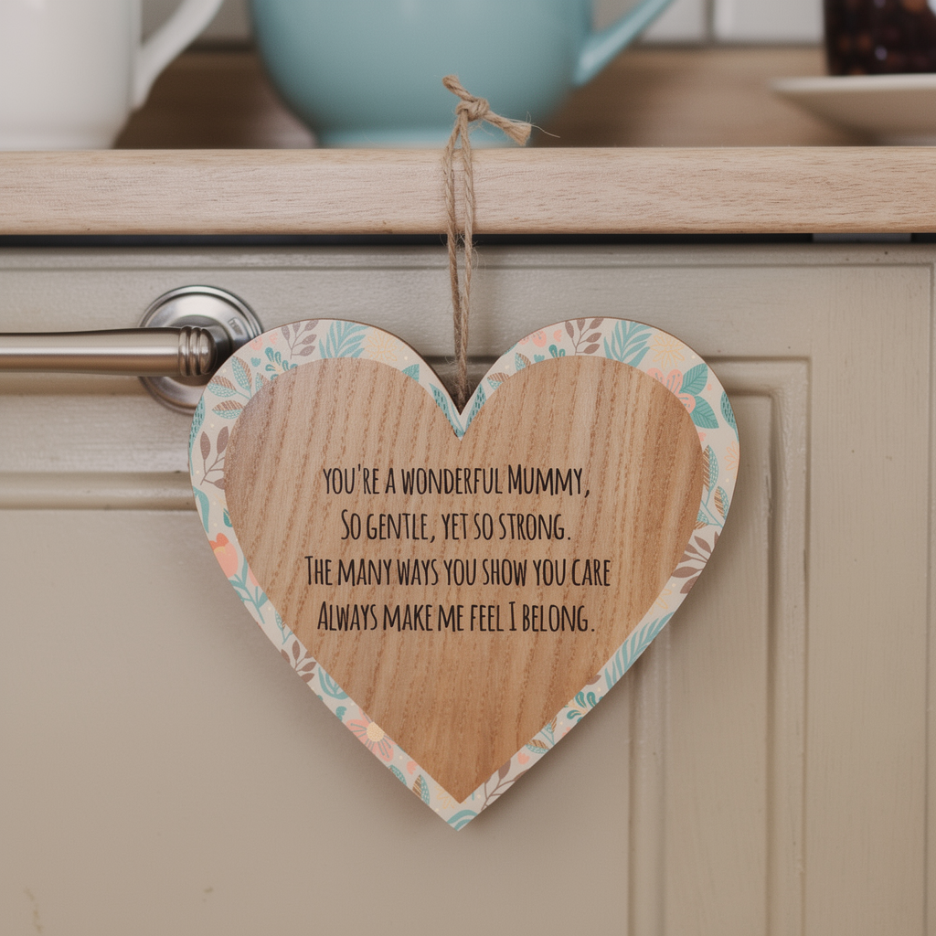 Hanging Wooden Heart For Mum