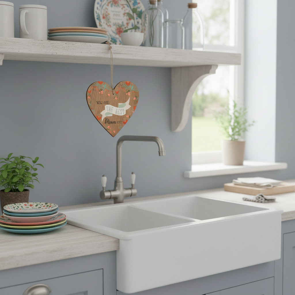 Best Mum Ever Wooden Hanging Heart Plaque