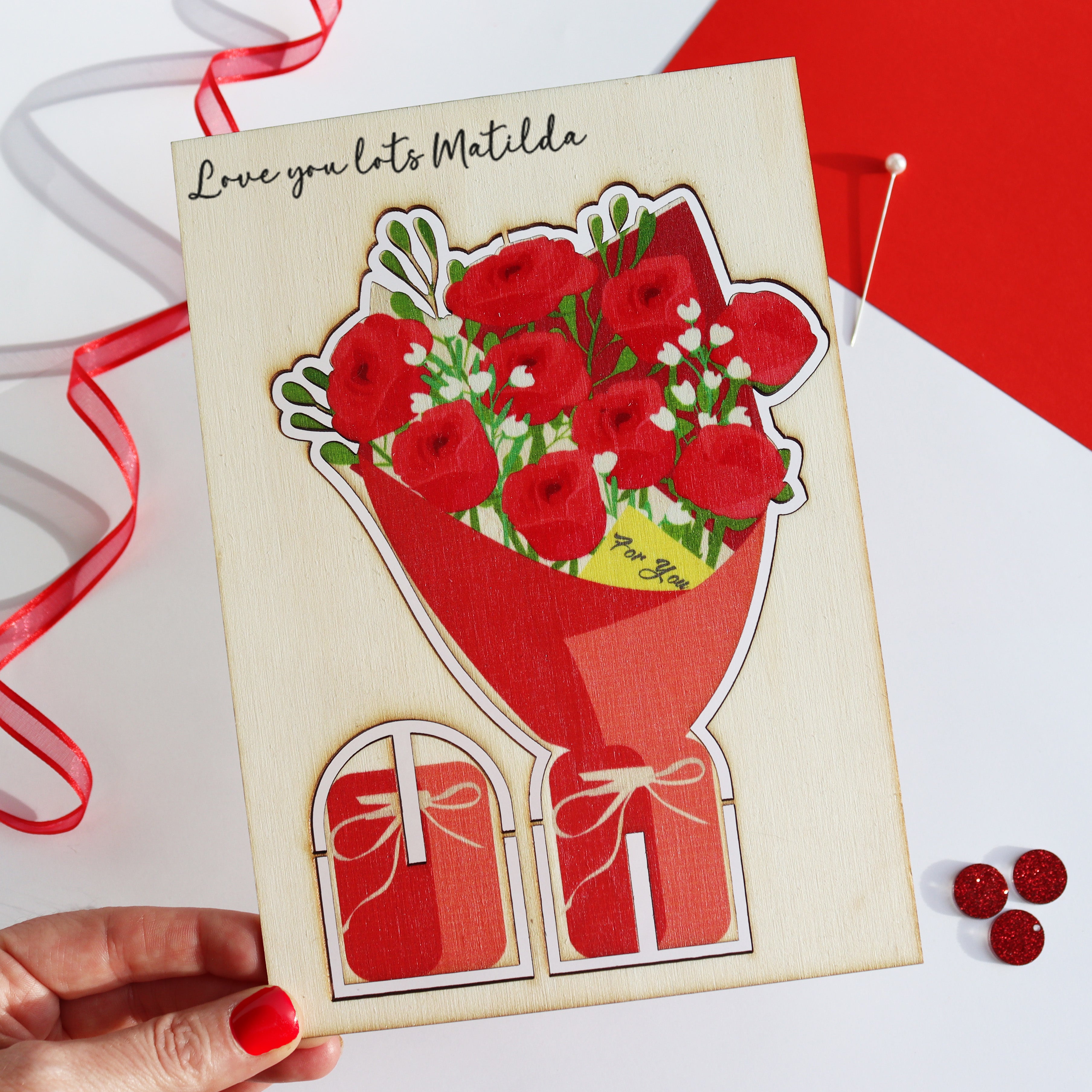 Pop Out Wooden Keepsake Valentine's Card