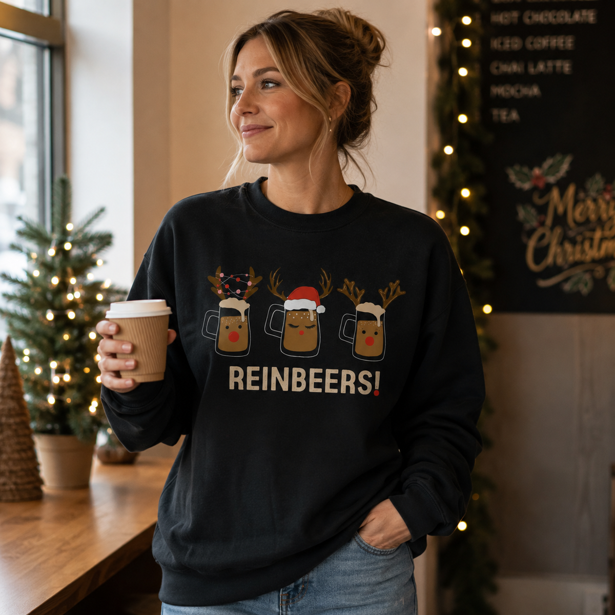 Black Reinbeers Beer Christmas Jumper