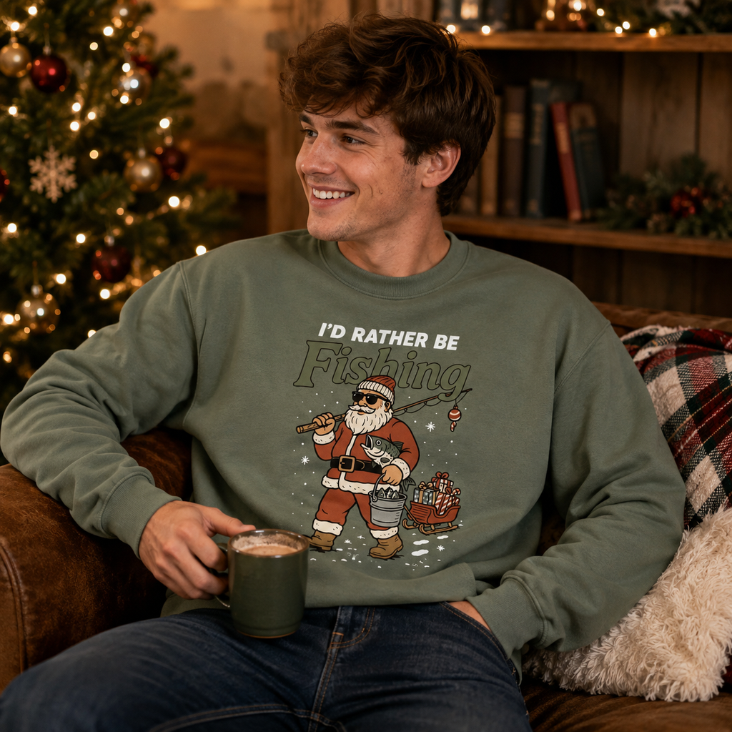I'd Rather Be Fishing Christmas Jumper