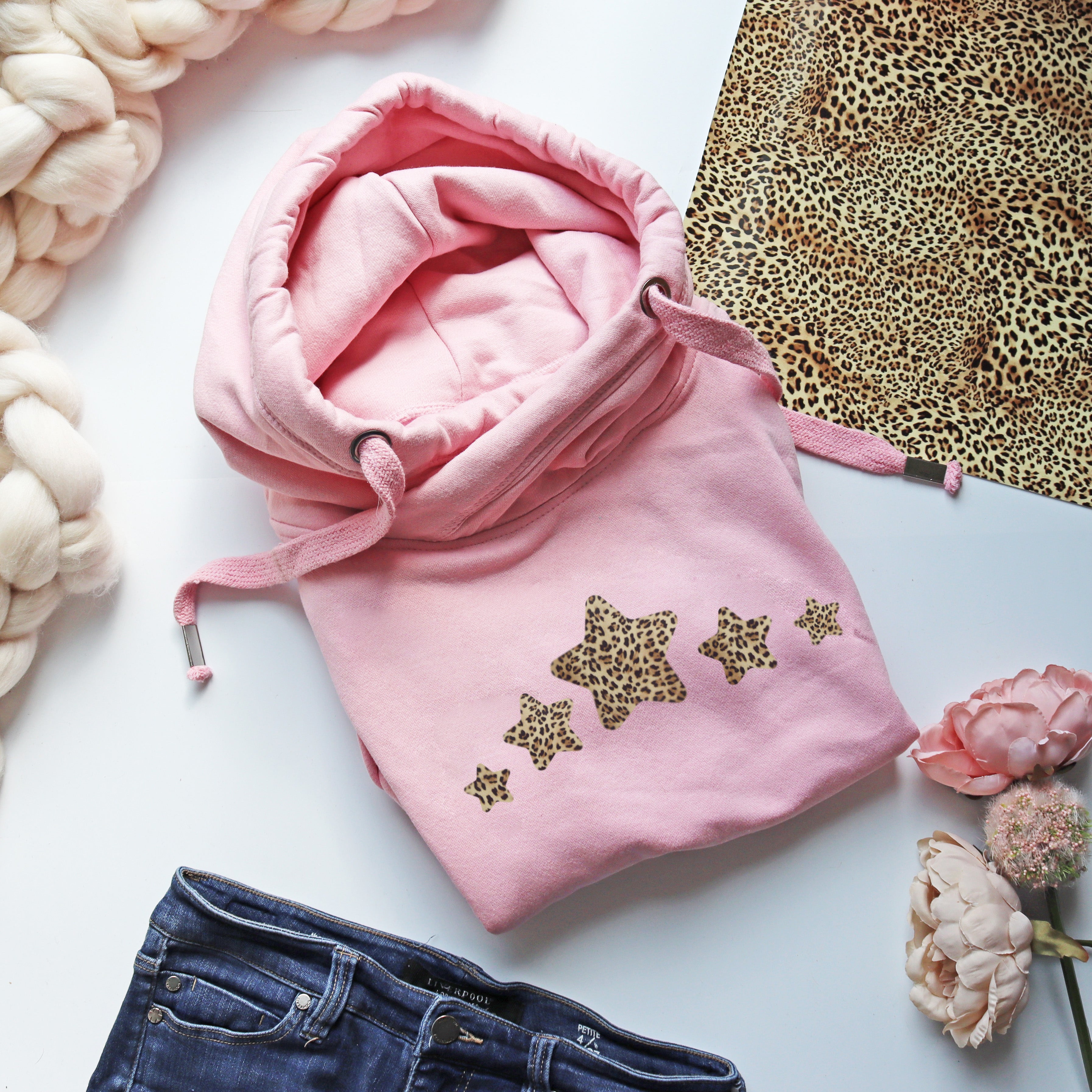 Luxe Cross Neck Pink Hoodie