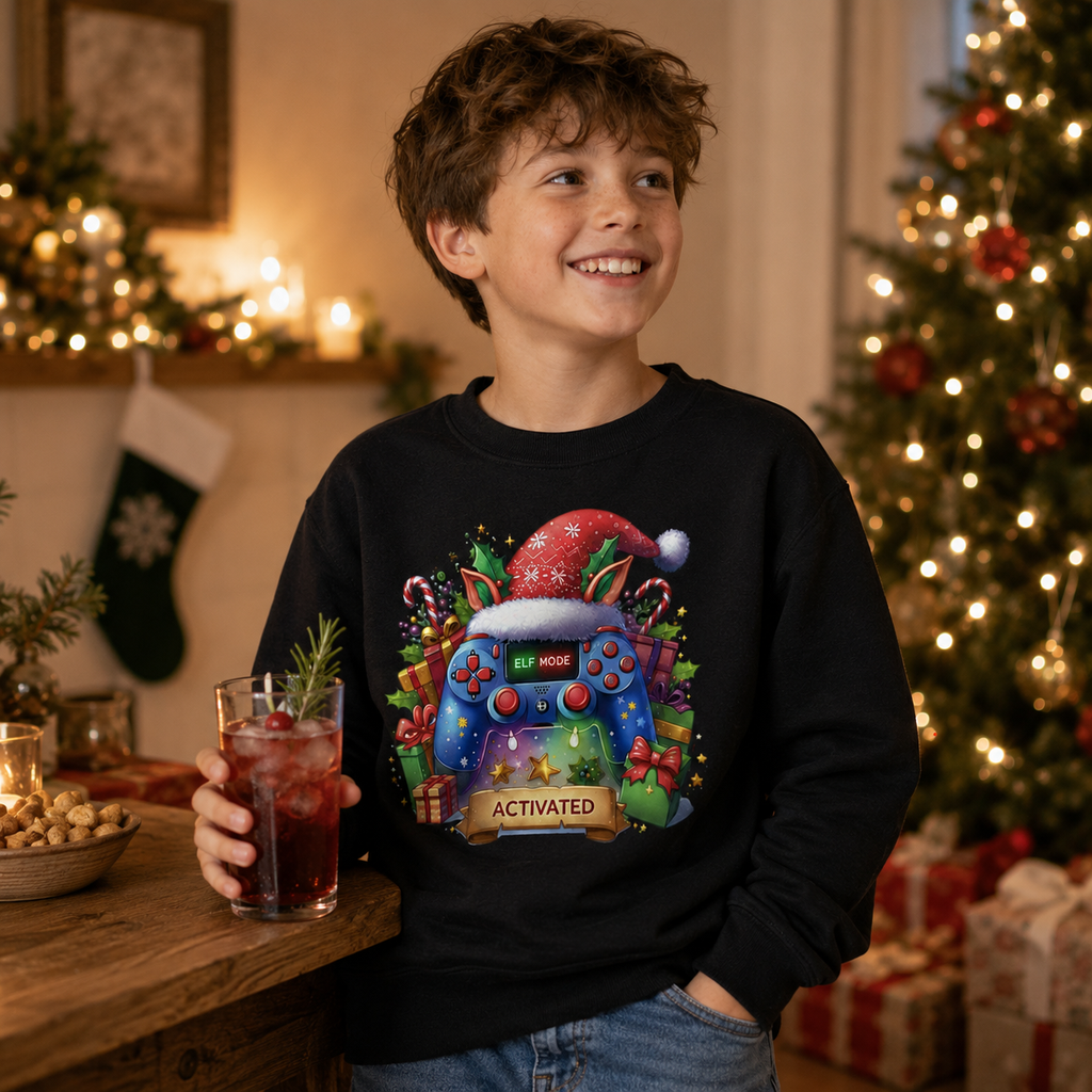 Elf Mode Activated Gaming Christmas Jumper, Black
