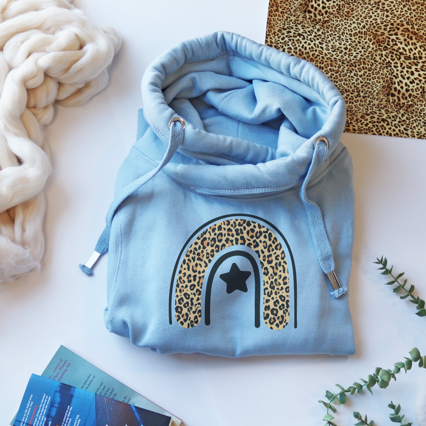 Cowl Neck Luxe Baby Blue Hoodie