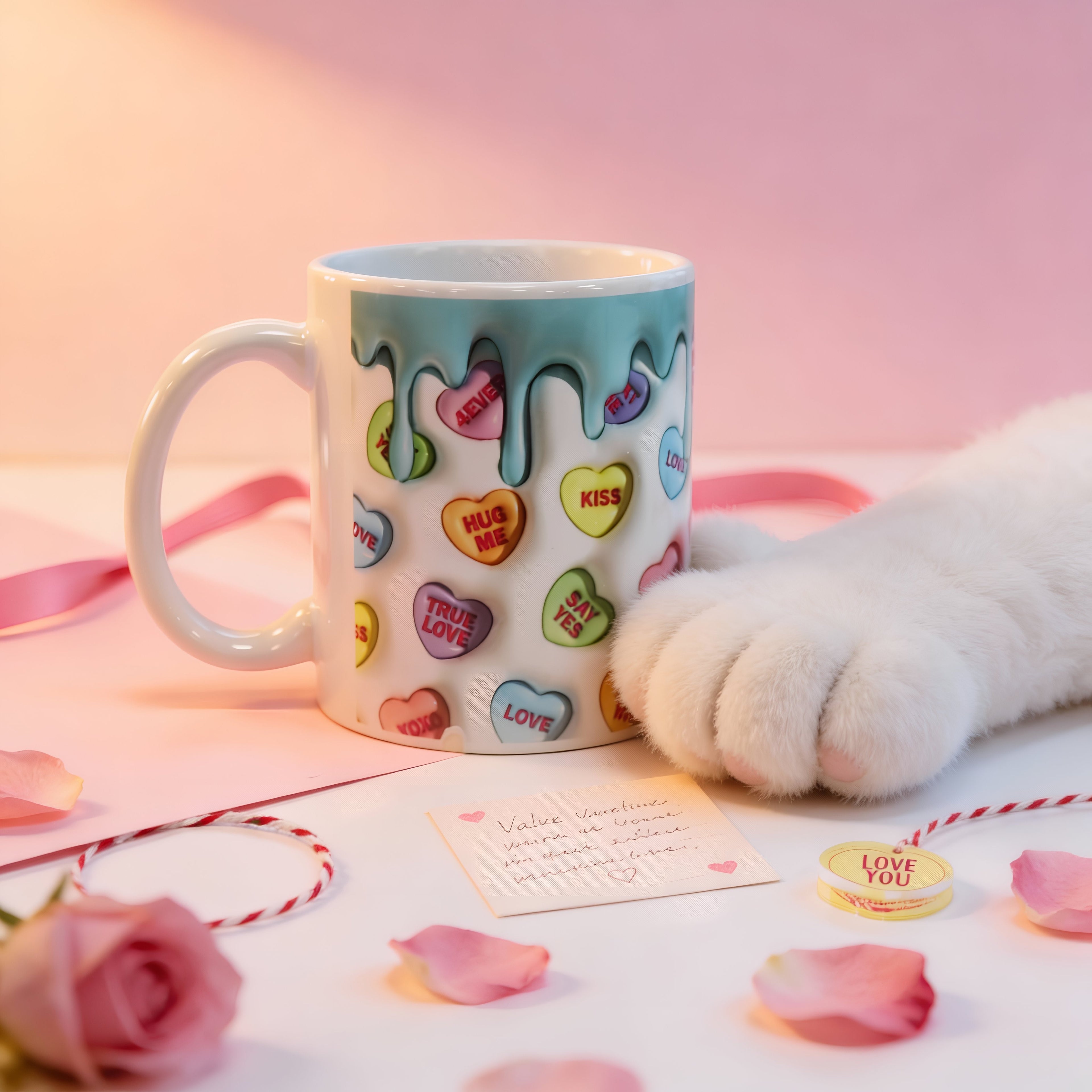 Cute Love Heart 3D Effect Valentine's Mug