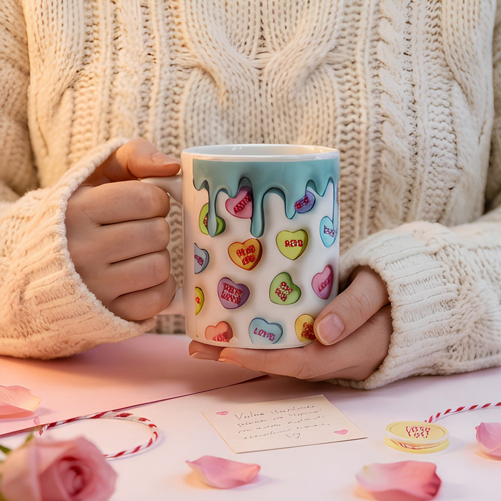 Cute Love Heart 3D Effect Valentine's Mug