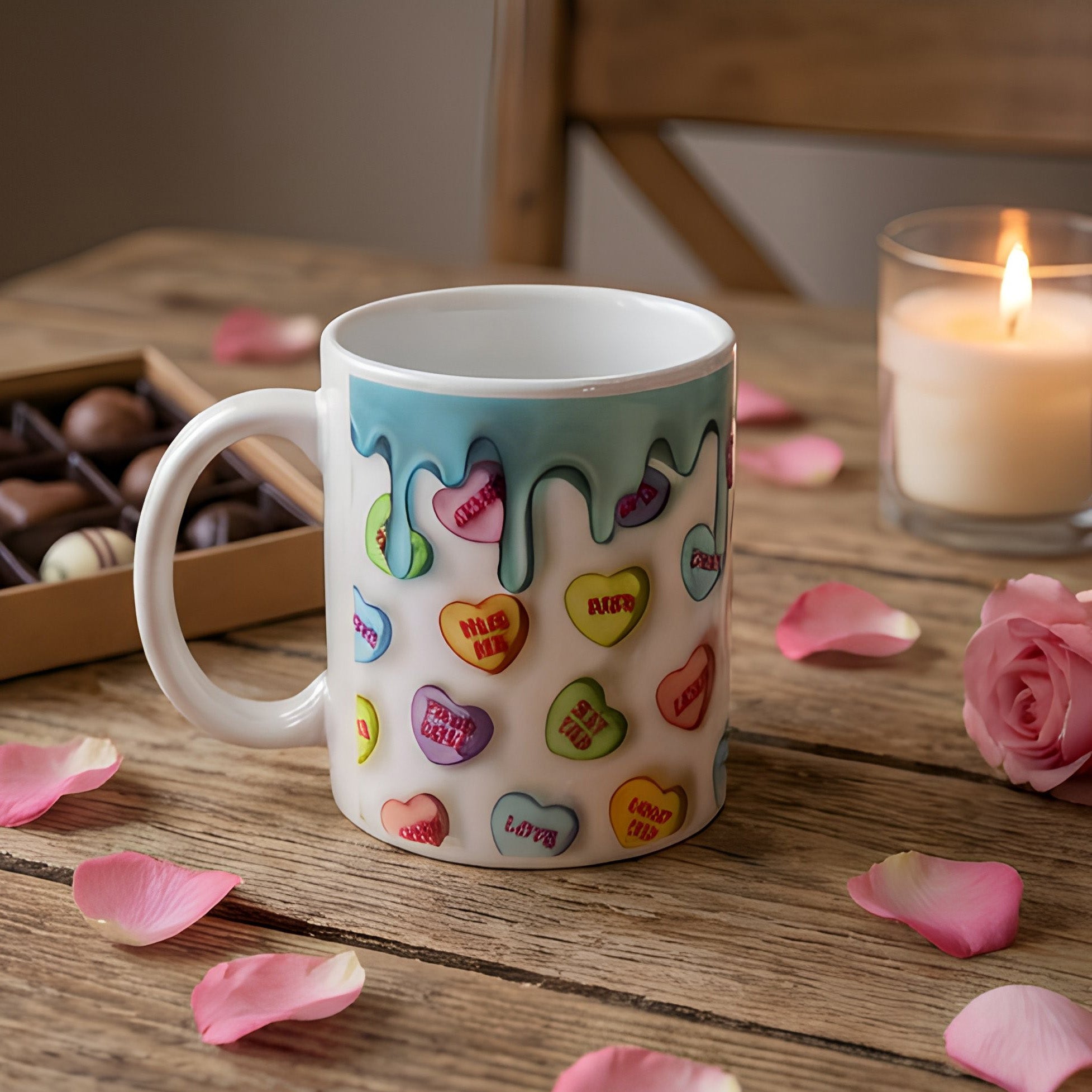 Cute Love Heart 3D Effect Valentine's Mug