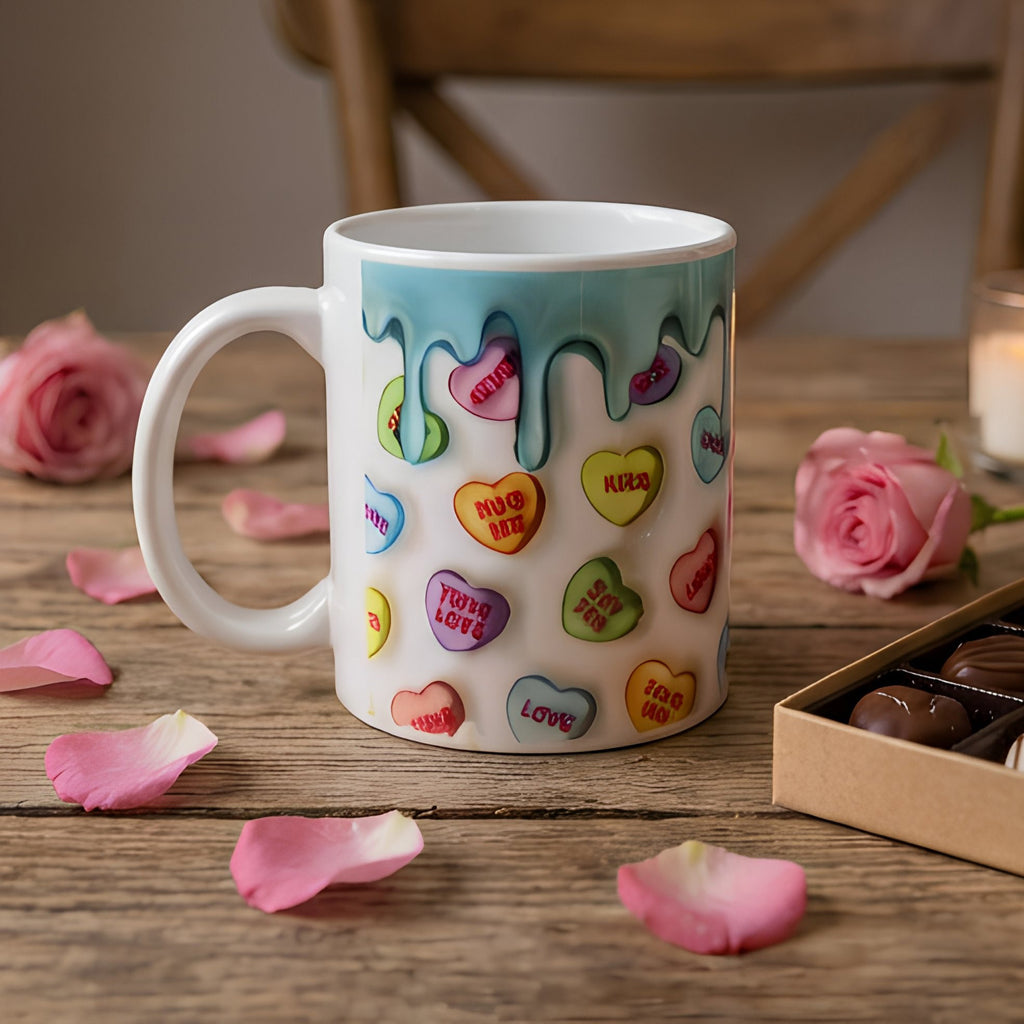 Cute Love Heart 3D Effect Valentine's Mug