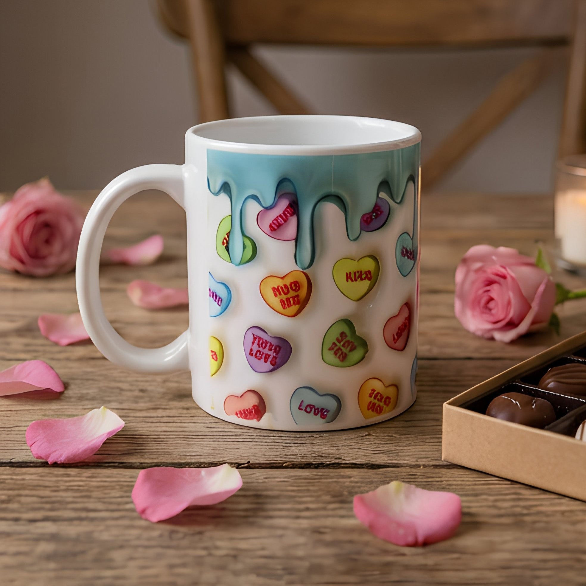 Cute Love Heart 3D Effect Valentine's Mug
