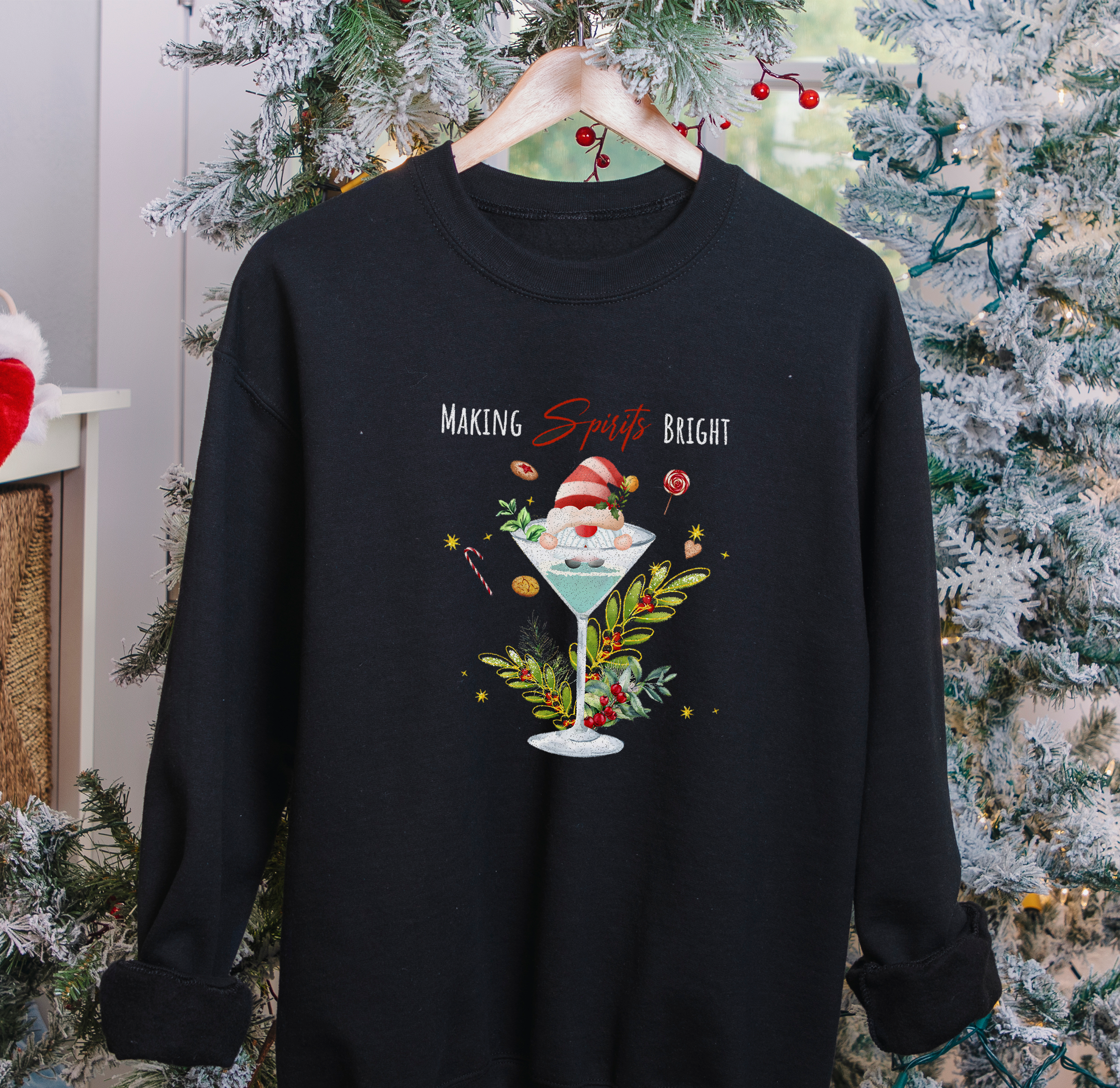 Making Spirits Bright Black Christmas Jumper