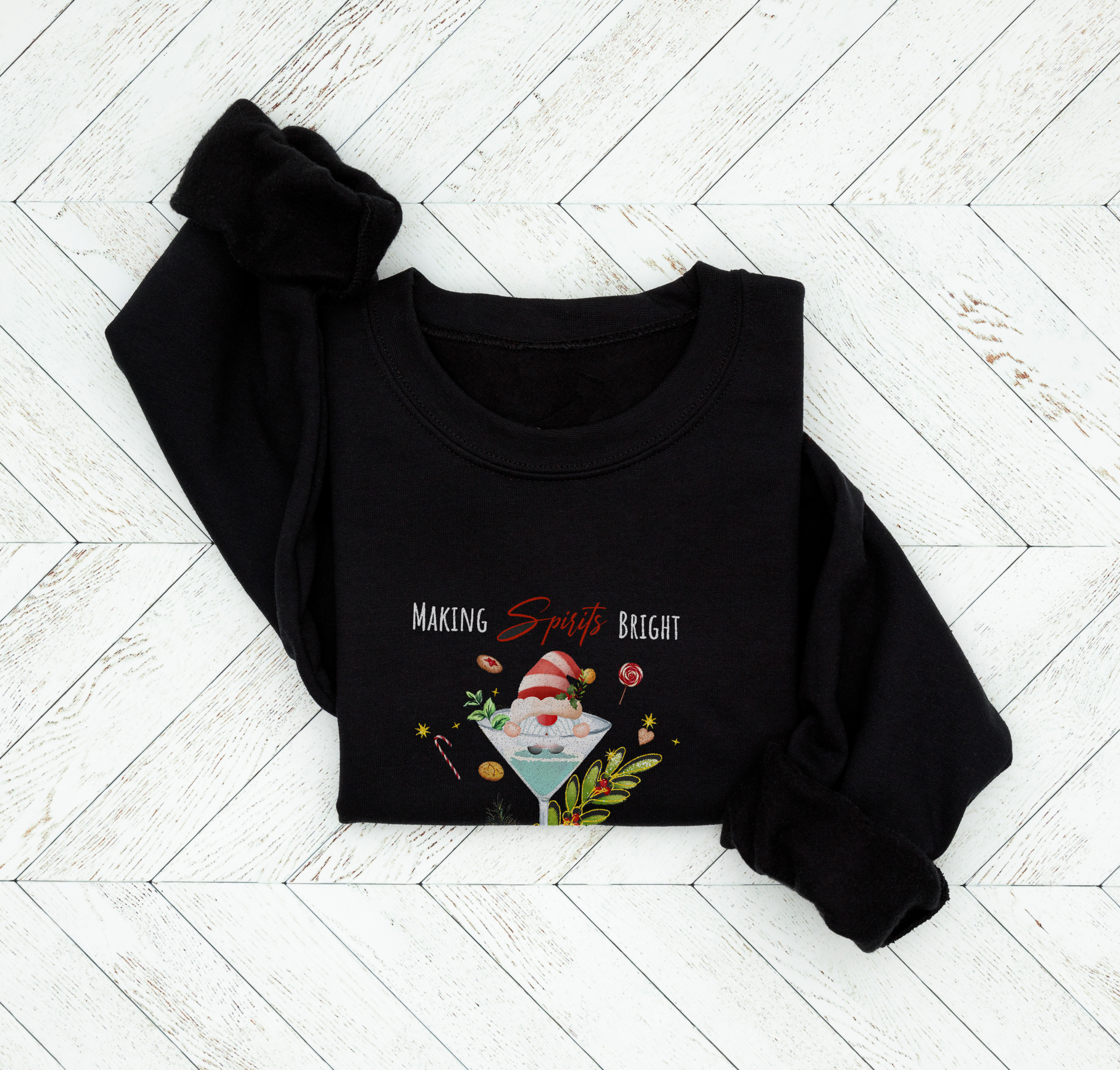 Making Spirits Bright Black Christmas Jumper