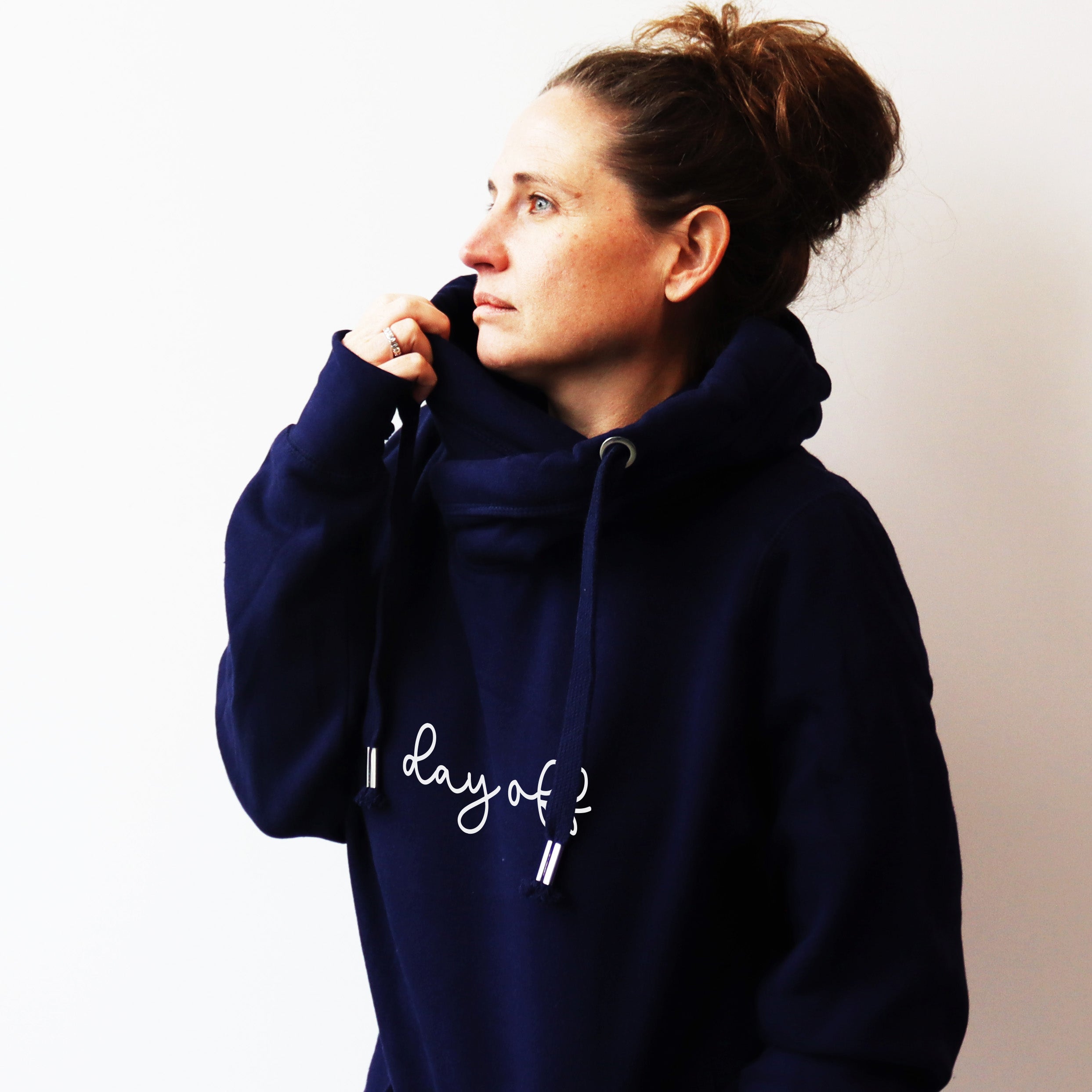 Cowl Neck Navy Day Off Hoodie