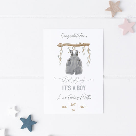 New Baby Boy Personalised Card