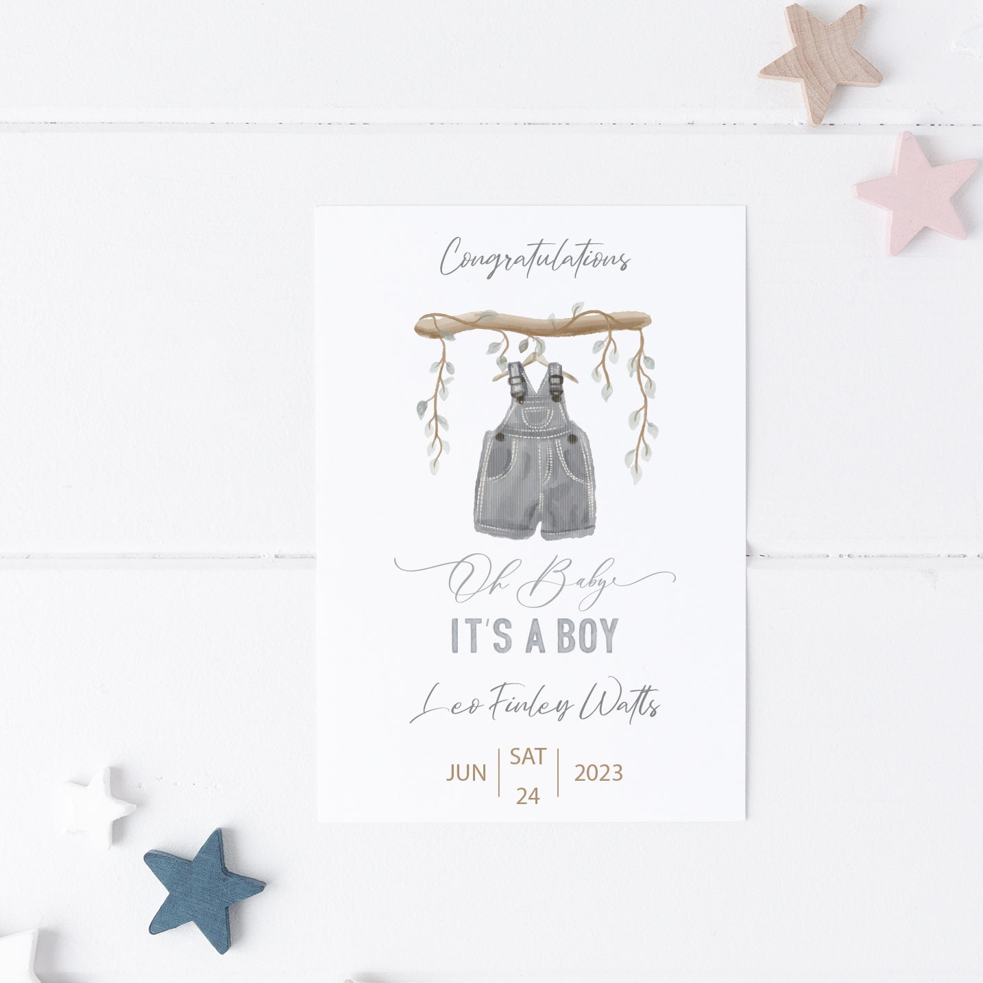 New Baby Boy Personalised Card