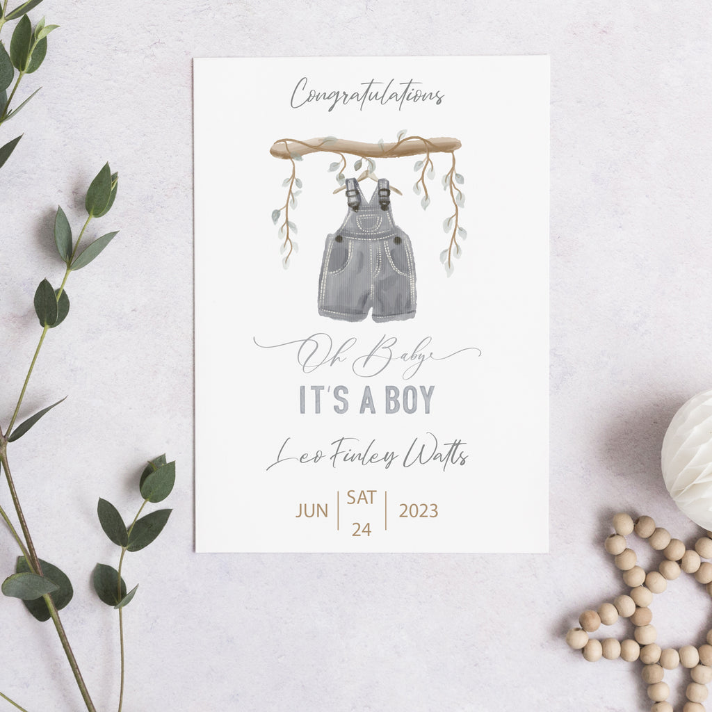New Baby Boy Personalised Card