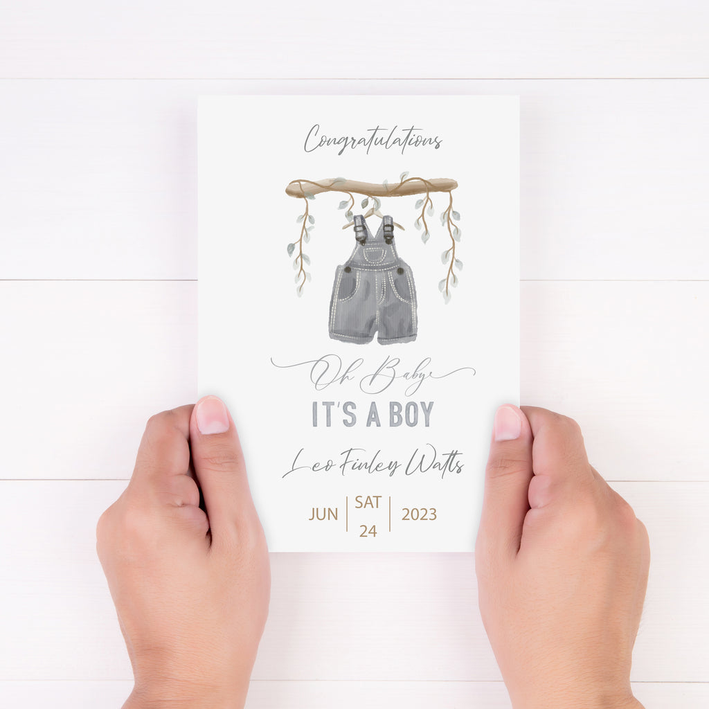 New Baby Boy Personalised Card